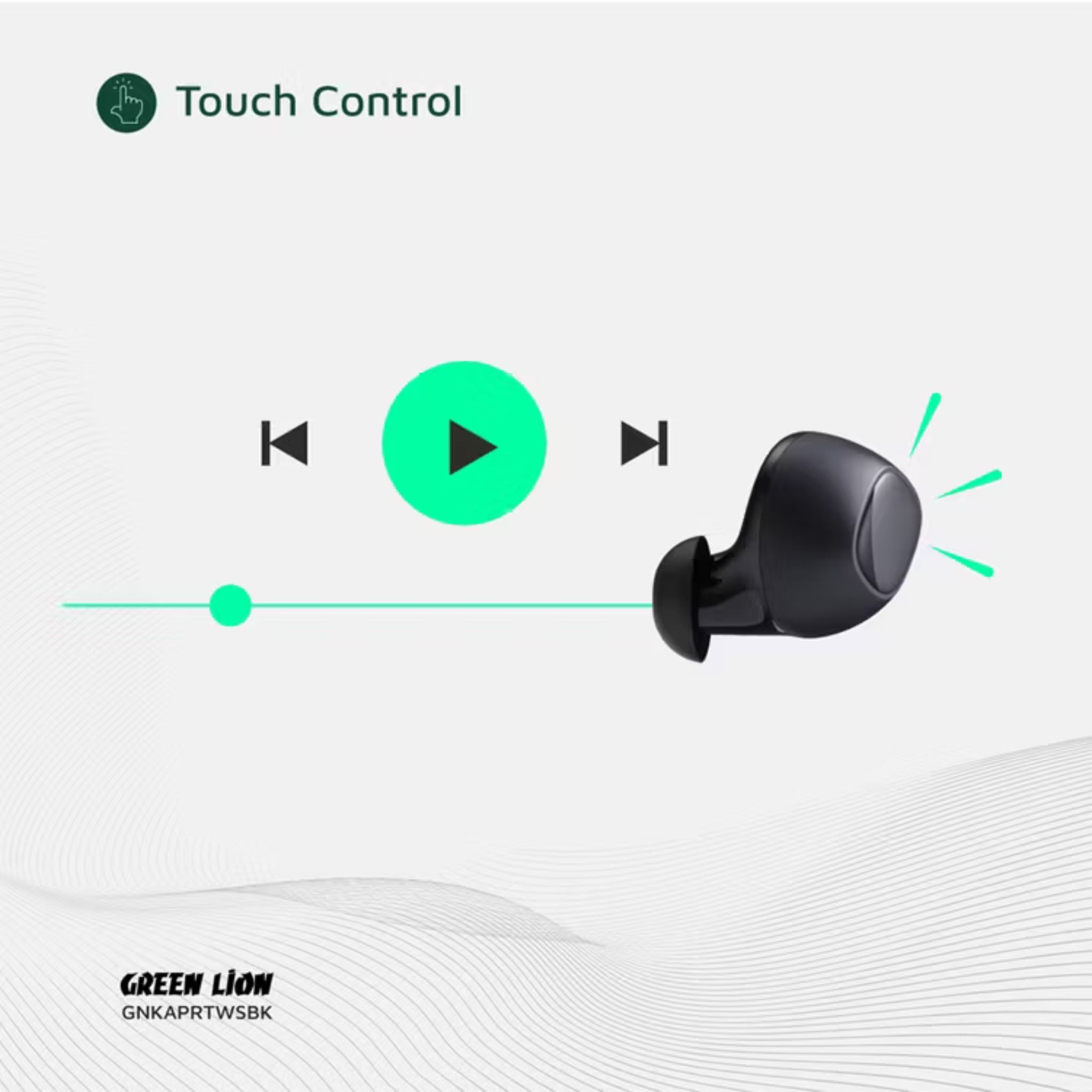 Green Lion Kaprun True Wireless Earbuds with Environmental Noise Cancellation, Up to 7 Hours of Playtime, 5.3 Bluetooth Version, IPX4 Waterproof, In-Ear Design - Black