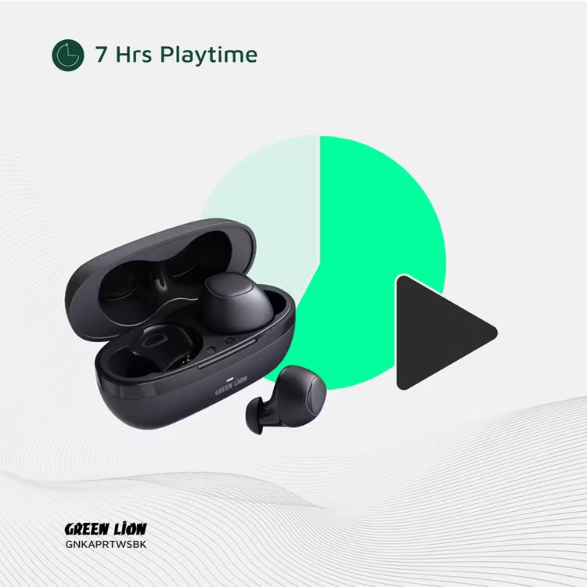 Green Lion Kaprun True Wireless Earbuds with Environmental Noise Cancellation, Up to 7 Hours of Playtime, 5.3 Bluetooth Version, IPX4 Waterproof, In-Ear Design - Black