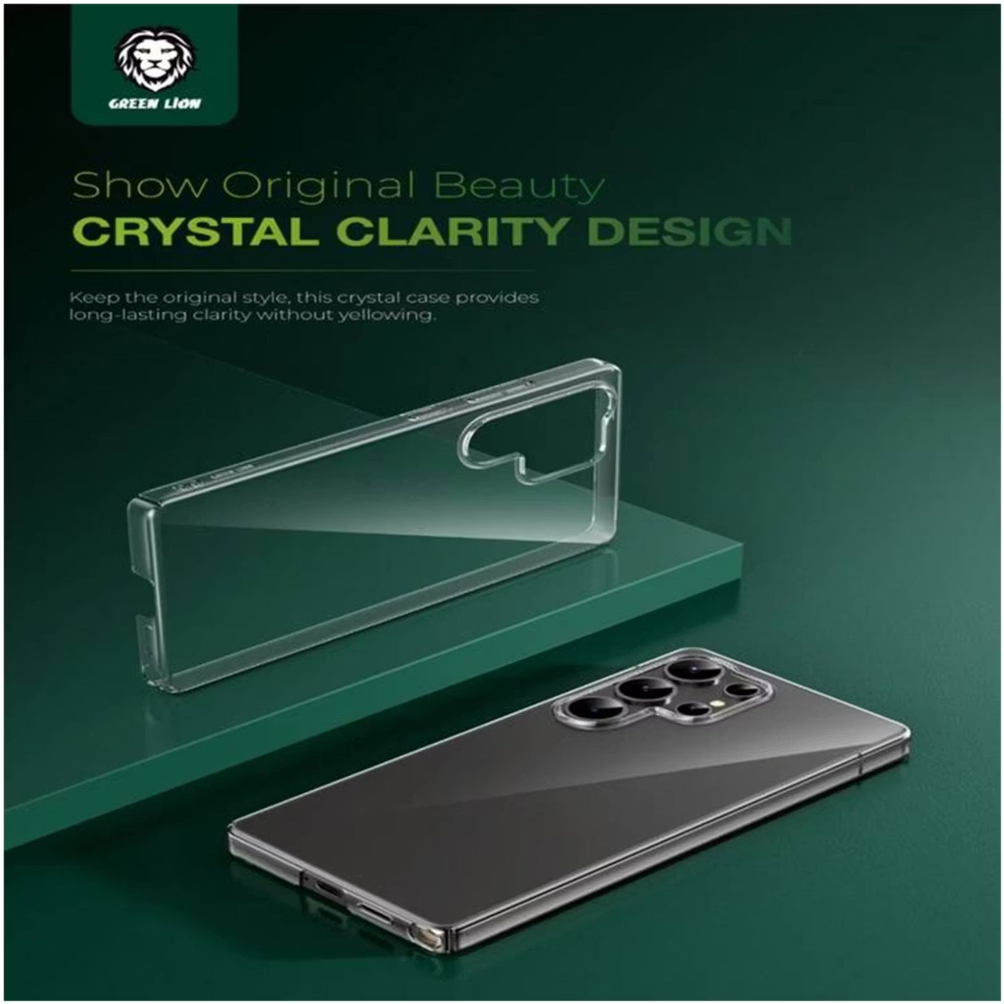 Green Lion Delgado PC Case for Samsung S25 Ultra, Polycarbonate Case, Anti Fingerprint & Anti Yellowing, Precise Cutouts, HD Clarity, Daily Protection, Eco-Friendly Material - Clear