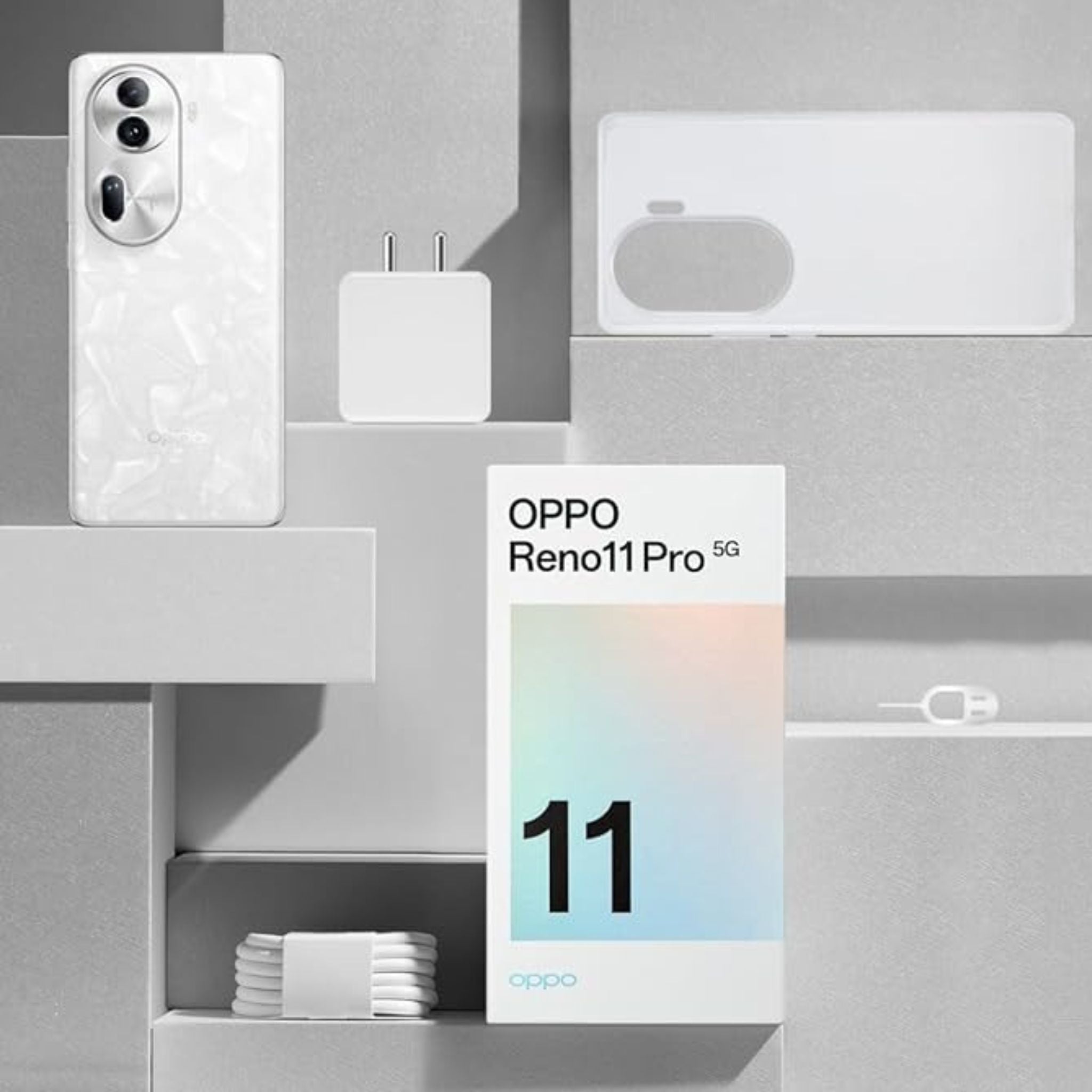 Oppo Reno 11 Pro 5G (Pearl White, 12GB RAM, 256GB Storage) Mediatek Dimensity 8200 Processor | AMOLED Display | Dual SIM | 4600mAh Battery