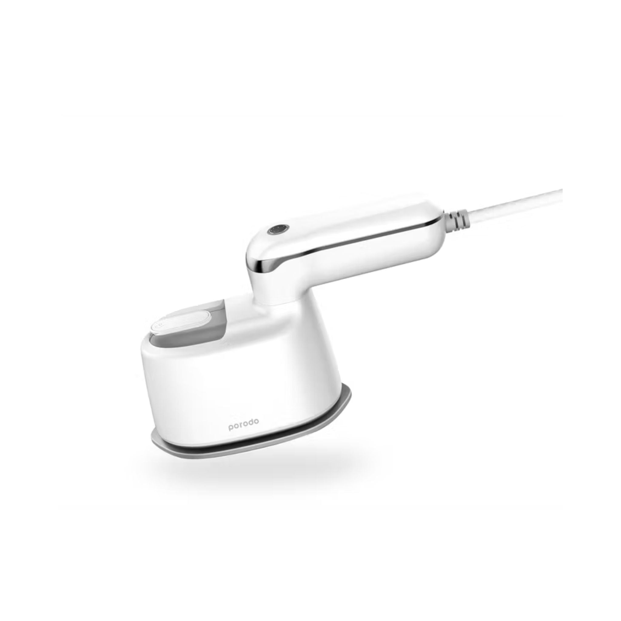 Porodo Compact Portable Steam & Heat Iron With Rotating Handle Patented Design with 120ML Water Tank Capacity, Ceramic Soleplate Handheld Steam Flat Iron Dry & Wet, Garment Steamer 1100W - White