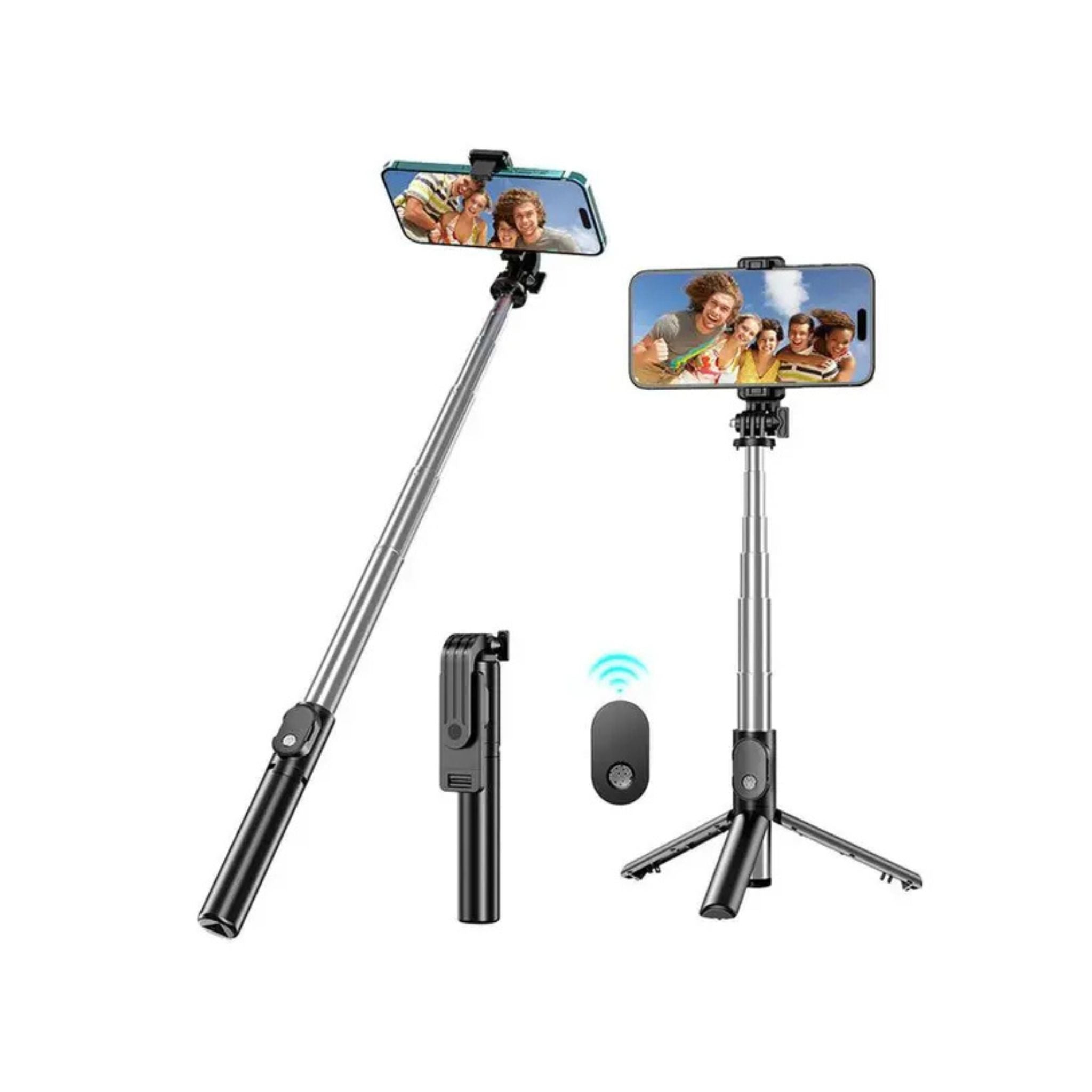 Green Lion Tripod Selfie Stick with Anti Slip Design, 360° Rotation, Foldable Tripod, 1 Click Selfie, 70mAh Battery Capacity - Black