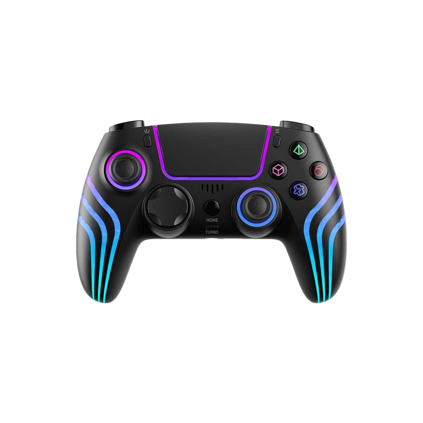 Porodo Gaming PS4 Gamepad Wireless Controller 6-Axis Gyro & Ergonomic Design with Cool Light Patterns - Black