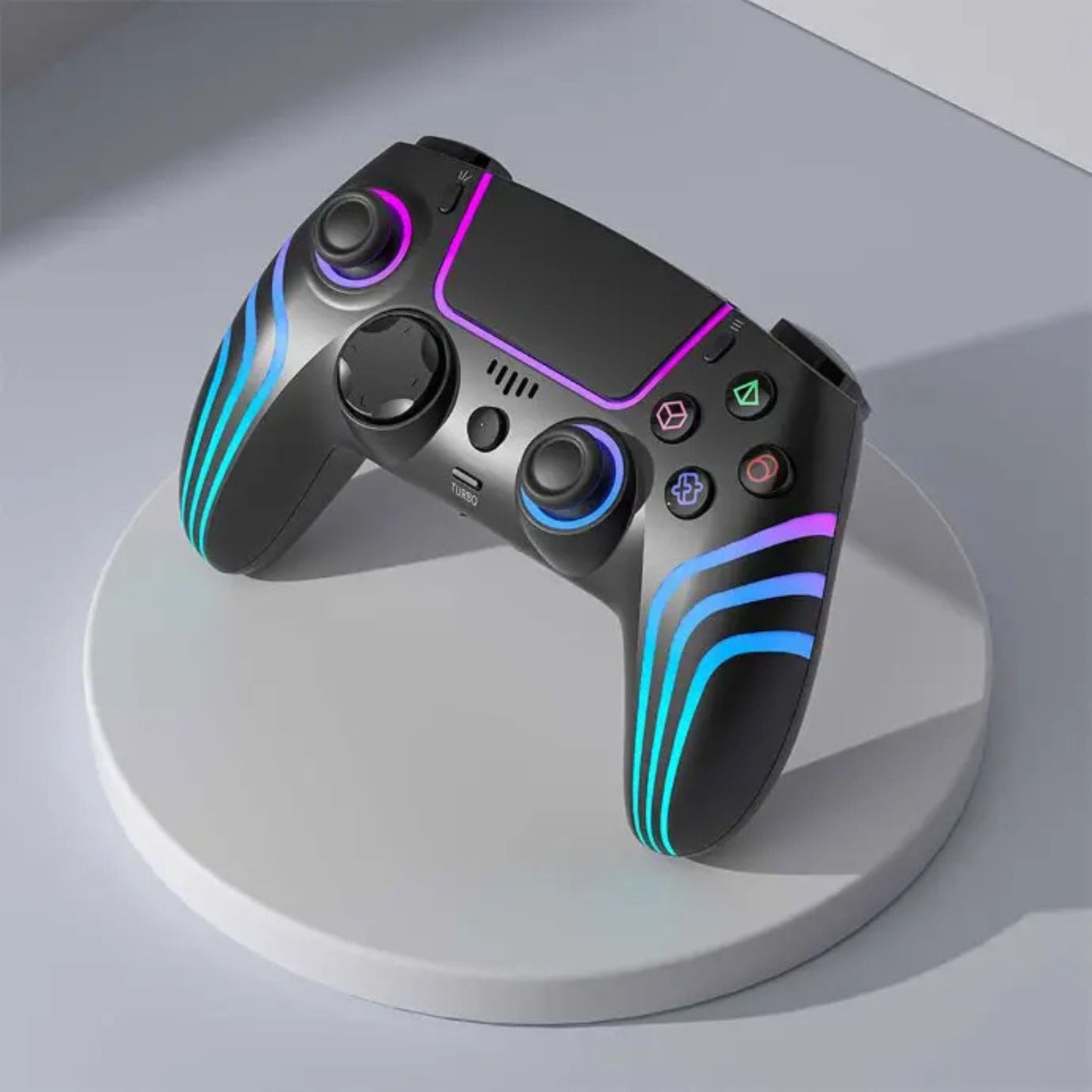 Porodo Gaming PS4 Gamepad Wireless Controller 6-Axis Gyro & Ergonomic Design with Cool Light Patterns - Black