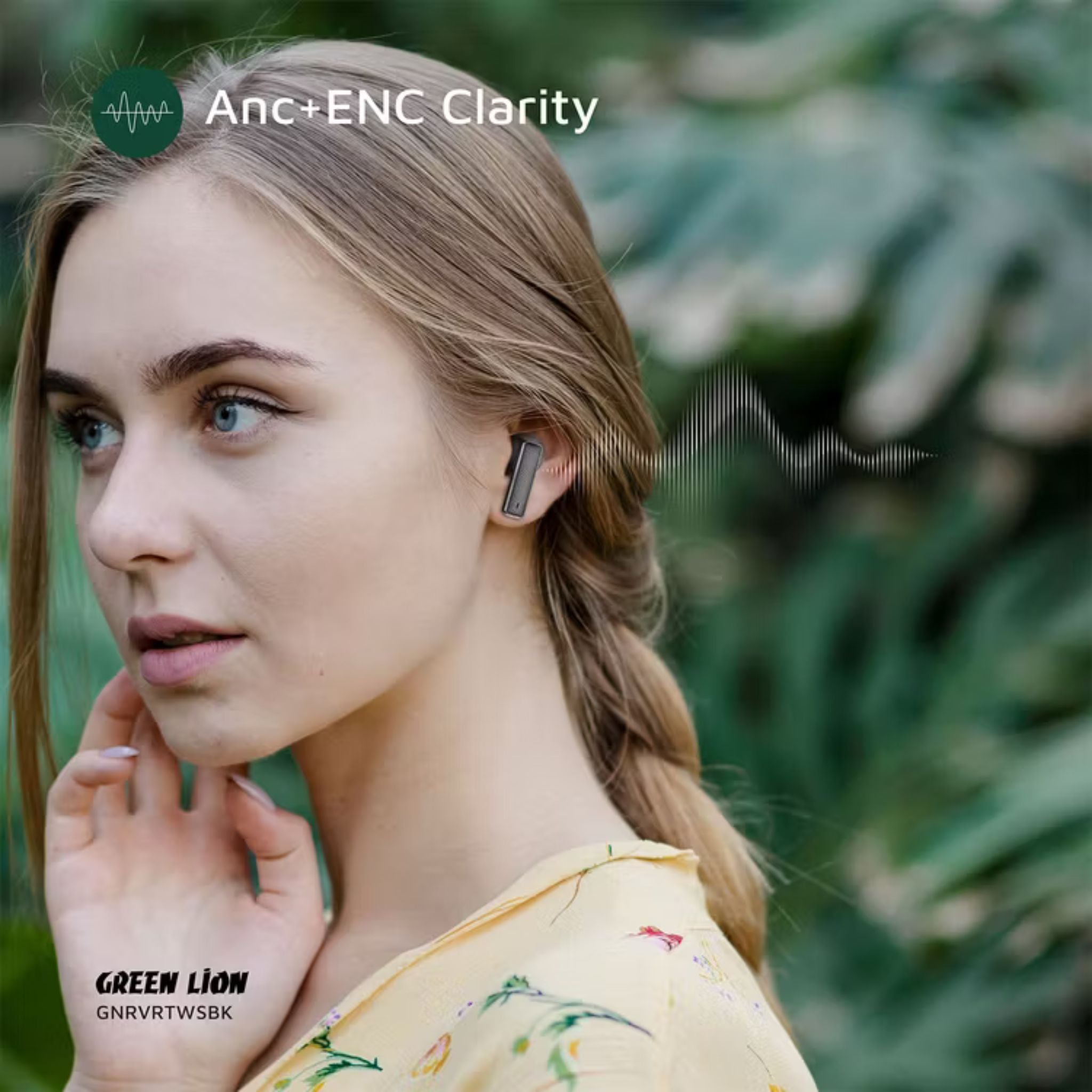 Green Lion River True Wireless Earbuds with ANC + ENC Clarity, Up to 7 Hours of Playtime, Smart in-Ear Detection, Bluetooth Version 5.4, -42dB Noise Reduction, 35 Hours Standby Time