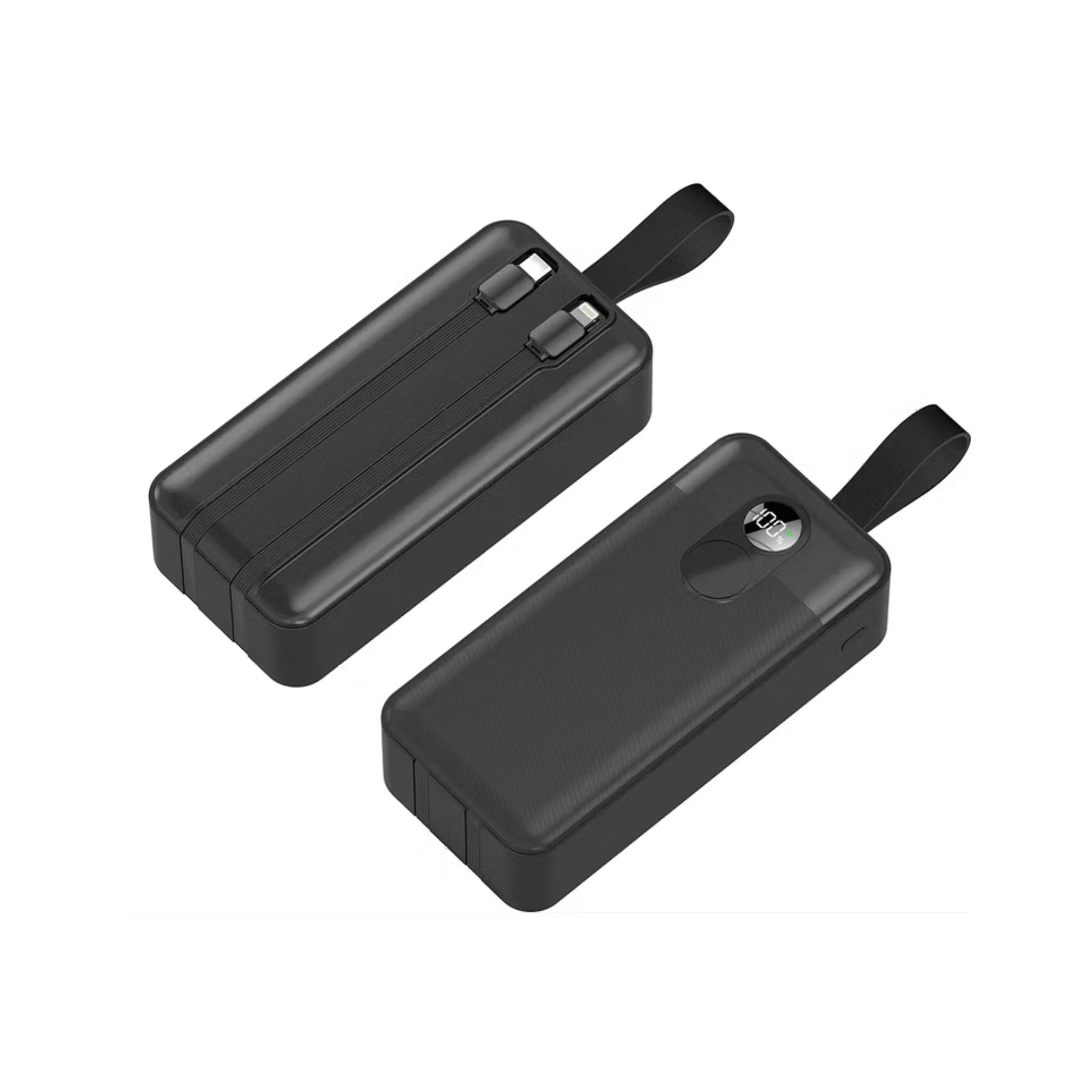 Two black electronic devices with antennas on a white background