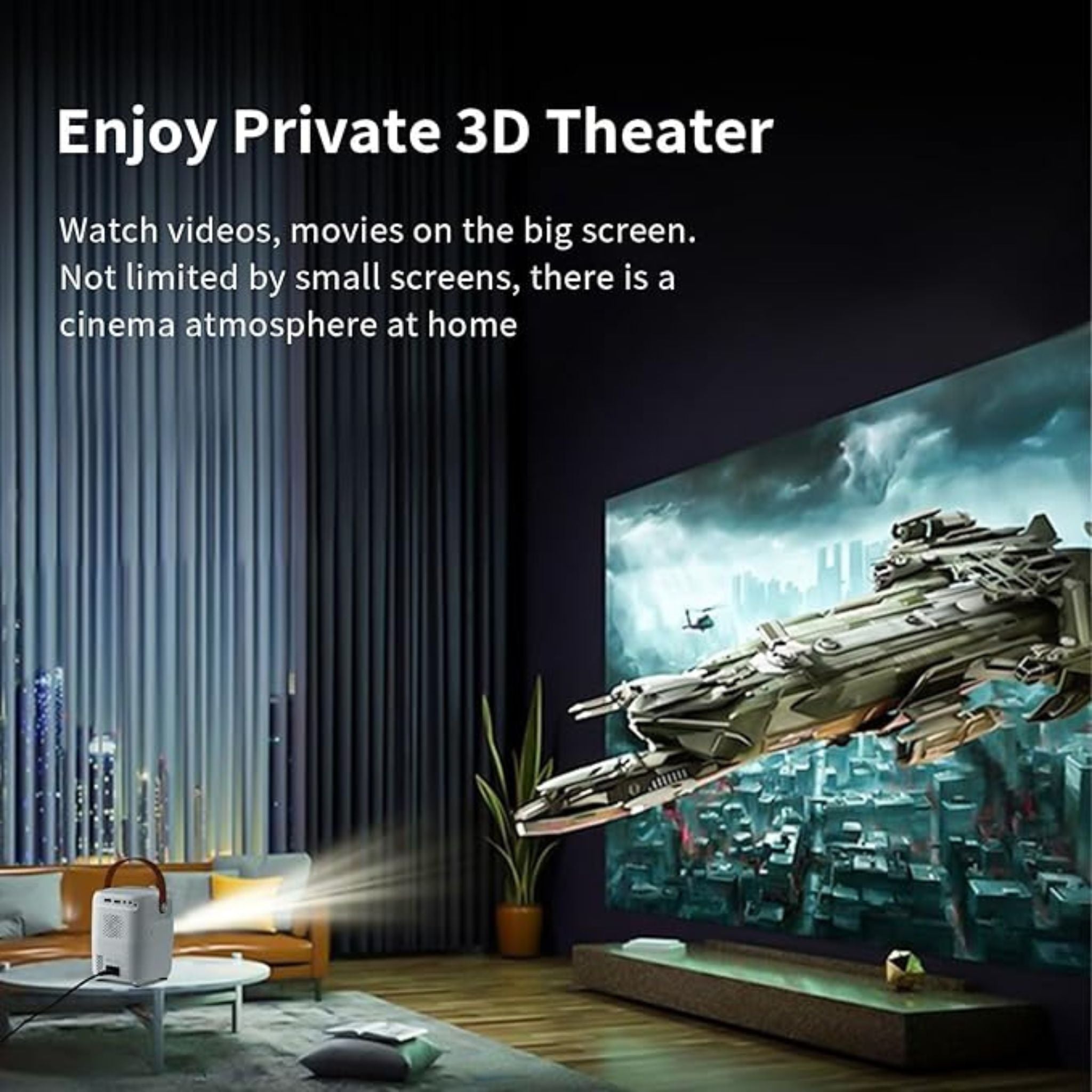 Umiio Q2 Android HDMI Video Laser Projector 5G WiFi Android , Bluetooth, FHD Resolution, 5M Projection Distance, Portable Outdoor Movie Projector for Home Cinema, Parties, and More