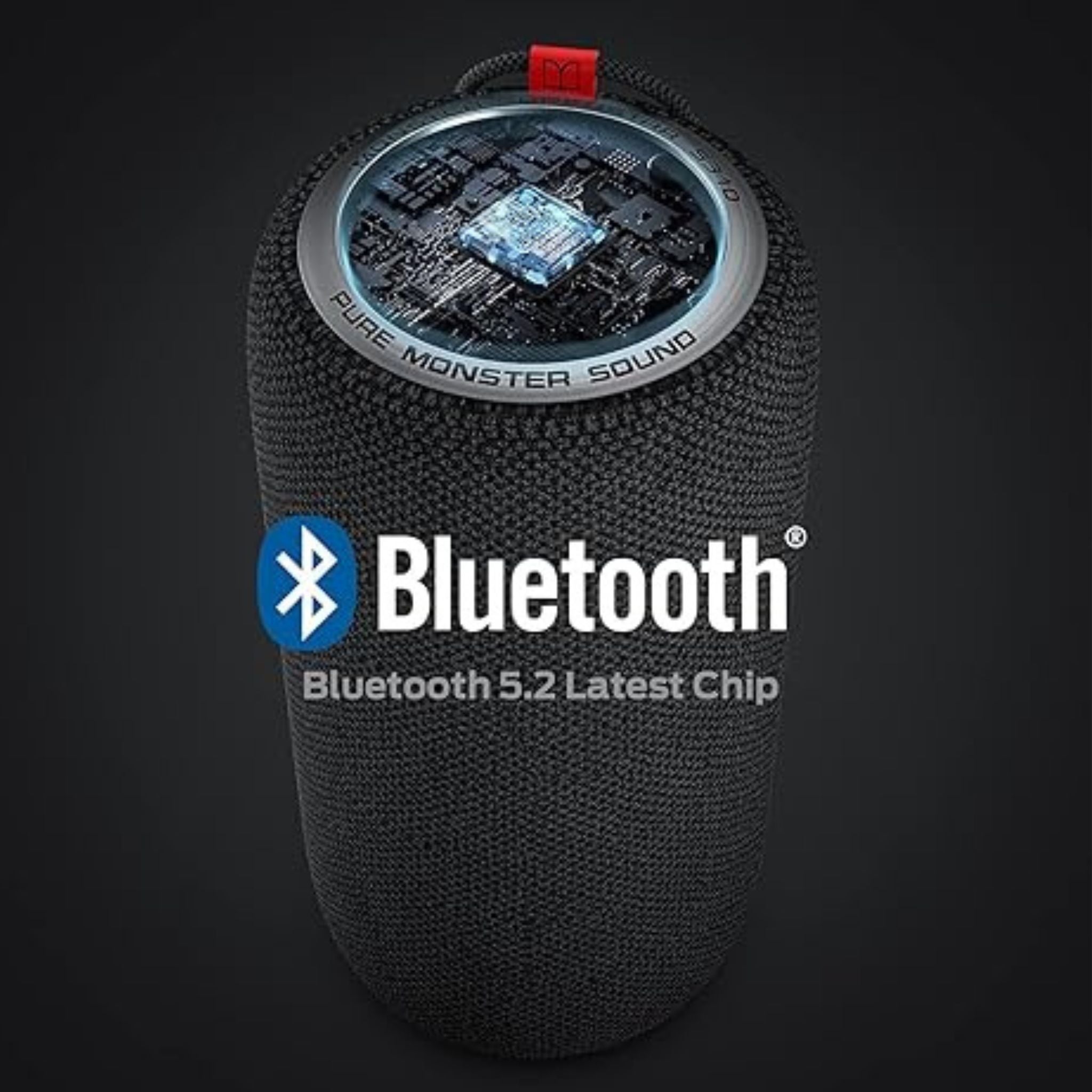 Monster S310 Bluetooth Speaker, Portable Bluetooth Speaker, 30W True Wireless Stereo Pairing Deliver Dynamic Sound, Waterproof Speaker, Bluetooth 5.2 Built-in Mic, 24H, for Family Outdoor