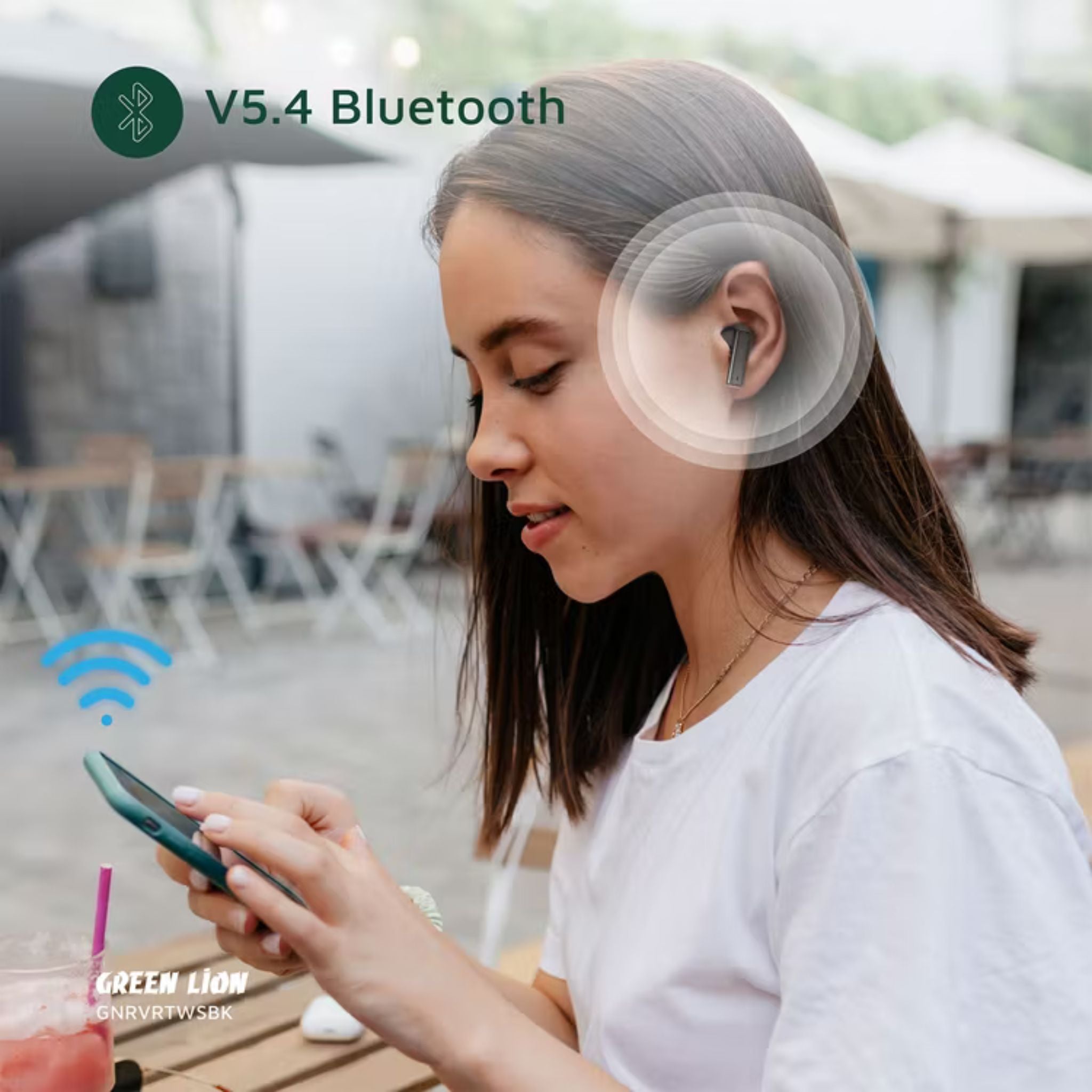 Green Lion River True Wireless Earbuds with ANC + ENC Clarity, Up to 7 Hours of Playtime, Smart in-Ear Detection, Bluetooth Version 5.4, -42dB Noise Reduction, 35 Hours Standby Time
