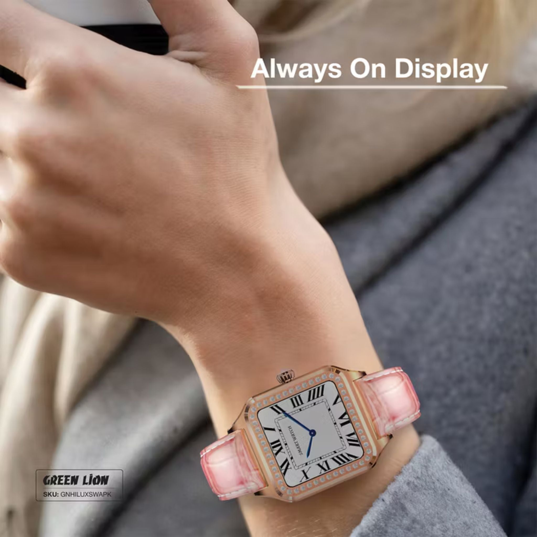 Green Lion Hilux Smart Watch with Extra Strap, 1.3" TFT IPS Display, 2-4 Days Working Time, 450nits Brightness, Sport Modes & Activity Tracking, Health Monitoring, 150mAh Battery, Bluetooth Version 5.4 - Pink