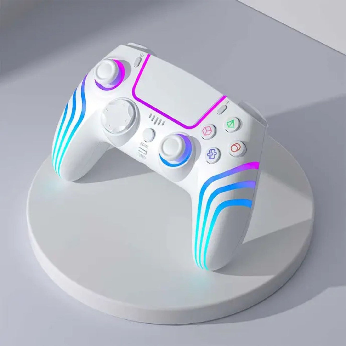 Porodo Gaming PS4 Gamepad Wireless Controller 6-Axis Gyro & Ergonomic Design with Cool Light Patterns - White