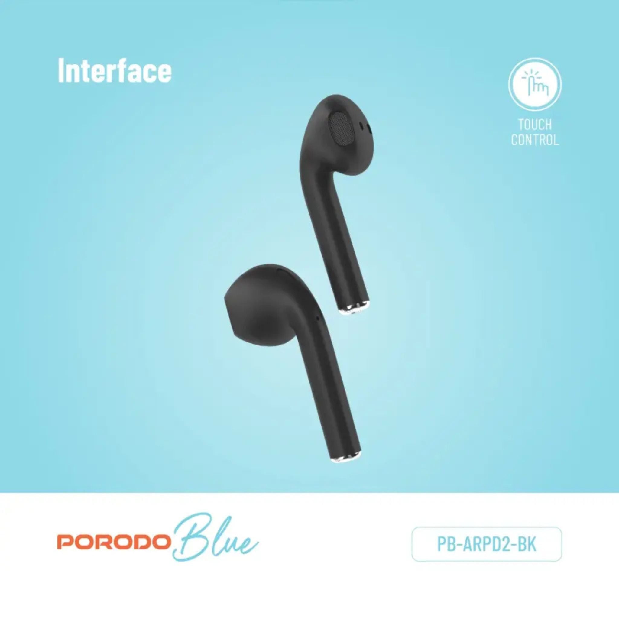 Porodo Deep Bass Wireless Earbuds 2, 20H Total Working Time, Wireless Charging, Independent Earbuds, Touch Control, Connectivity with Bluetooth 5.0 One-Step Pairing - Black