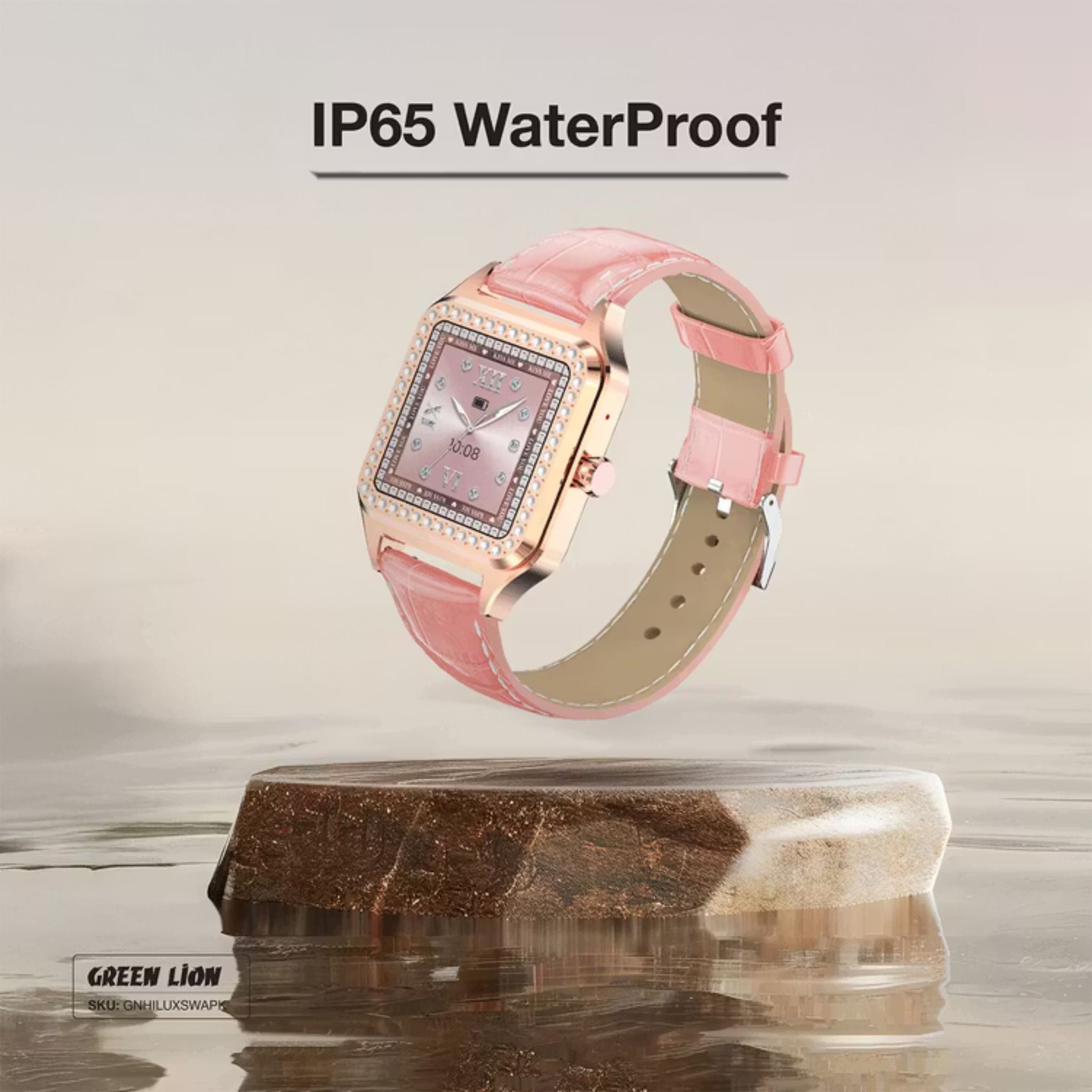 Green Lion Hilux Smart Watch with Extra Strap, 1.3" TFT IPS Display, 2-4 Days Working Time, 450nits Brightness, Sport Modes & Activity Tracking, Health Monitoring, 150mAh Battery, Bluetooth Version 5.4 - Pink