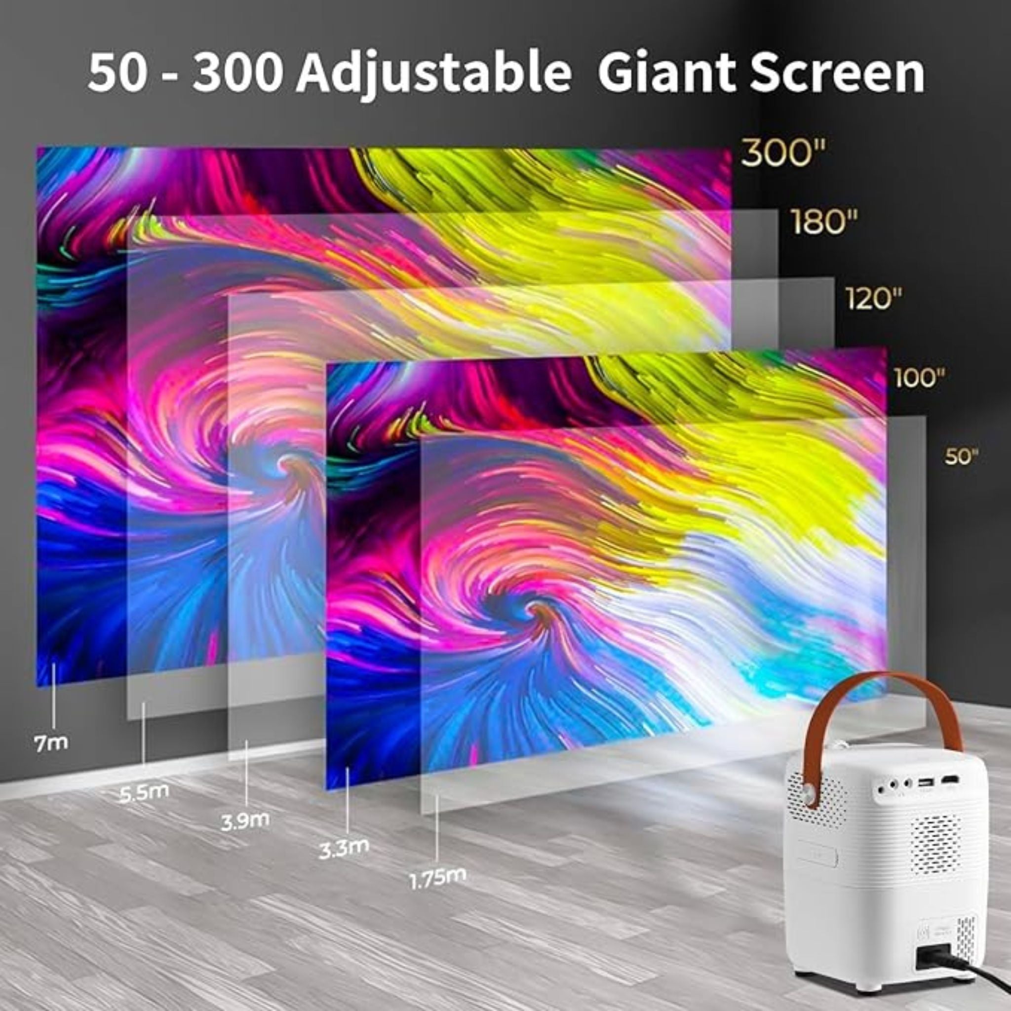 Umiio Q2 Android HDMI Video Laser Projector 5G WiFi Android , Bluetooth, FHD Resolution, 5M Projection Distance, Portable Outdoor Movie Projector for Home Cinema, Parties, and More