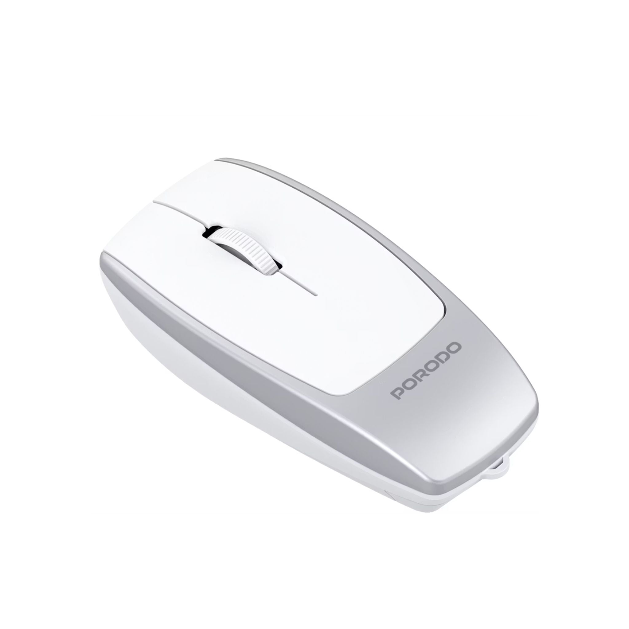 Porodo 1600DPI Wireless Mouse with Card Reader, 120mAh Battery, ABS Material, Bluetooth Version 5.1, 10m Working Distance, Silent Efficient Performance, Plug & Play - Silver