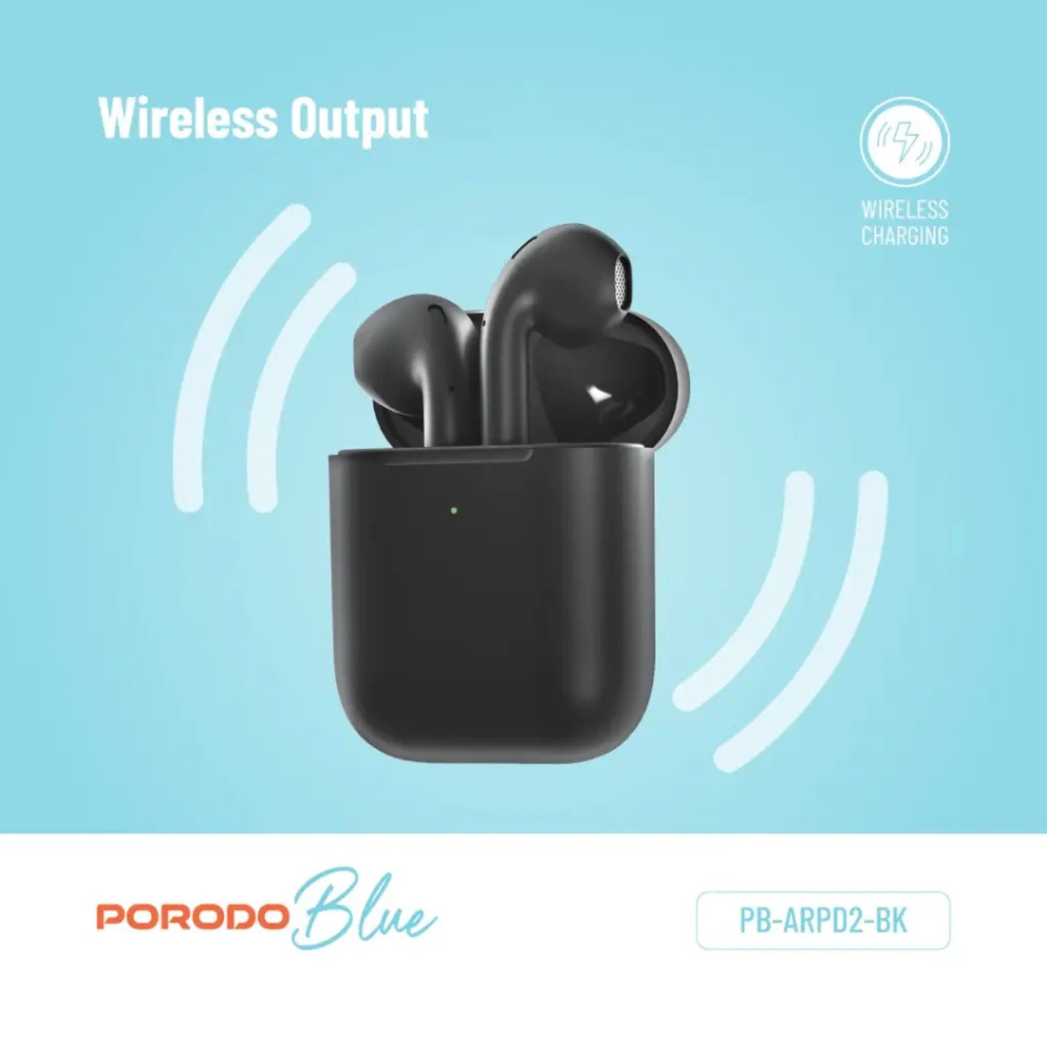 Porodo Deep Bass Wireless Earbuds 2, 20H Total Working Time, Wireless Charging, Independent Earbuds, Touch Control, Connectivity with Bluetooth 5.0 One-Step Pairing - Black