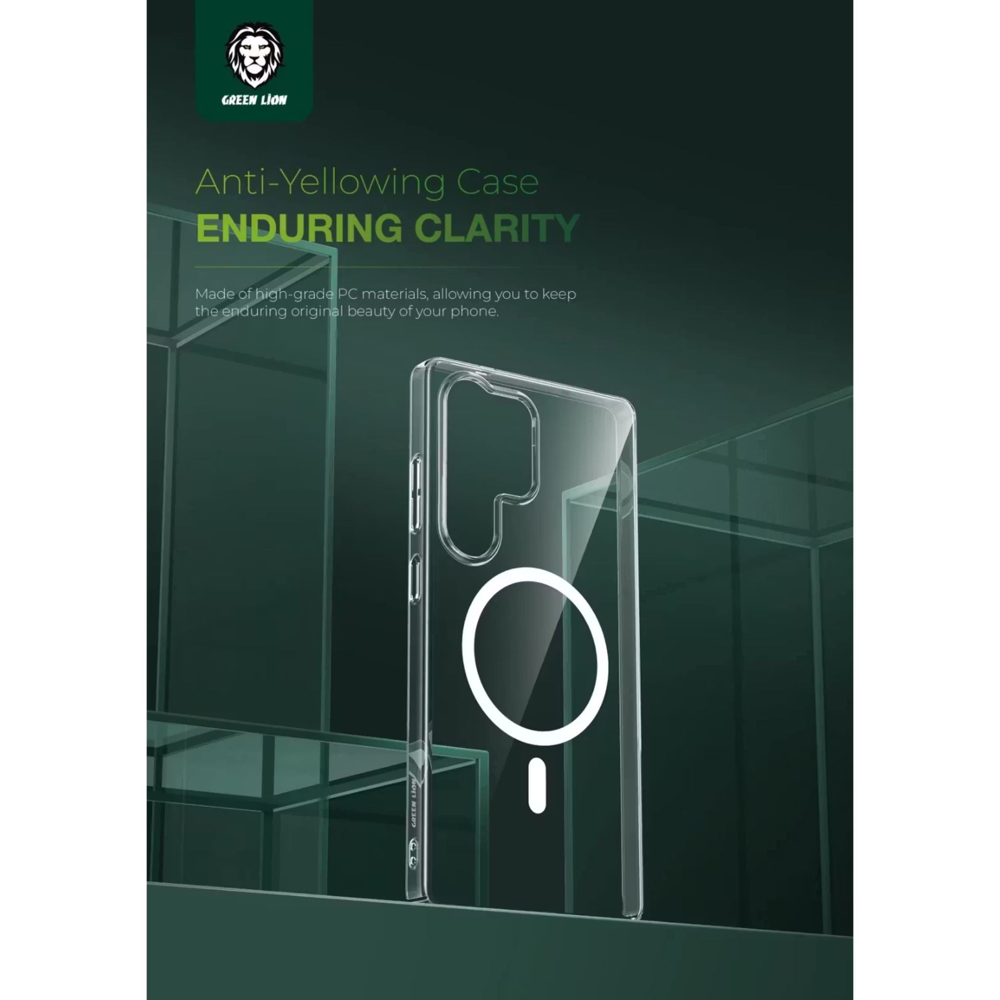 Green Lion Magsafe Delego Case for Samsung Galaxy S25 Ultra, MagSafe Compatibility, Comfortable Grip, Optical Clarity, Anti-Fingerprint, Raised Edge, Lightweight, Ultra Slim - Clear