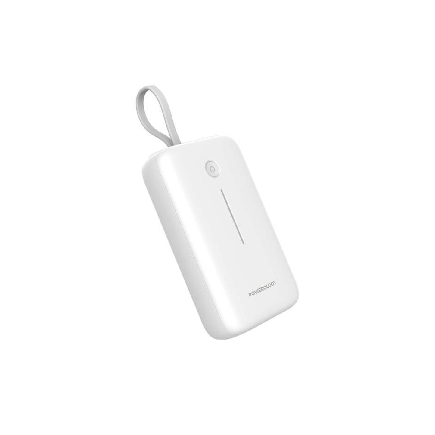 Powerology 20000mAh Power Bank with Detachable USB-C Wire, 30W Power Delivery, 3-Device Charging, Long Time Standby, Universal Phone Compatibility, Built-in Safeguards - White