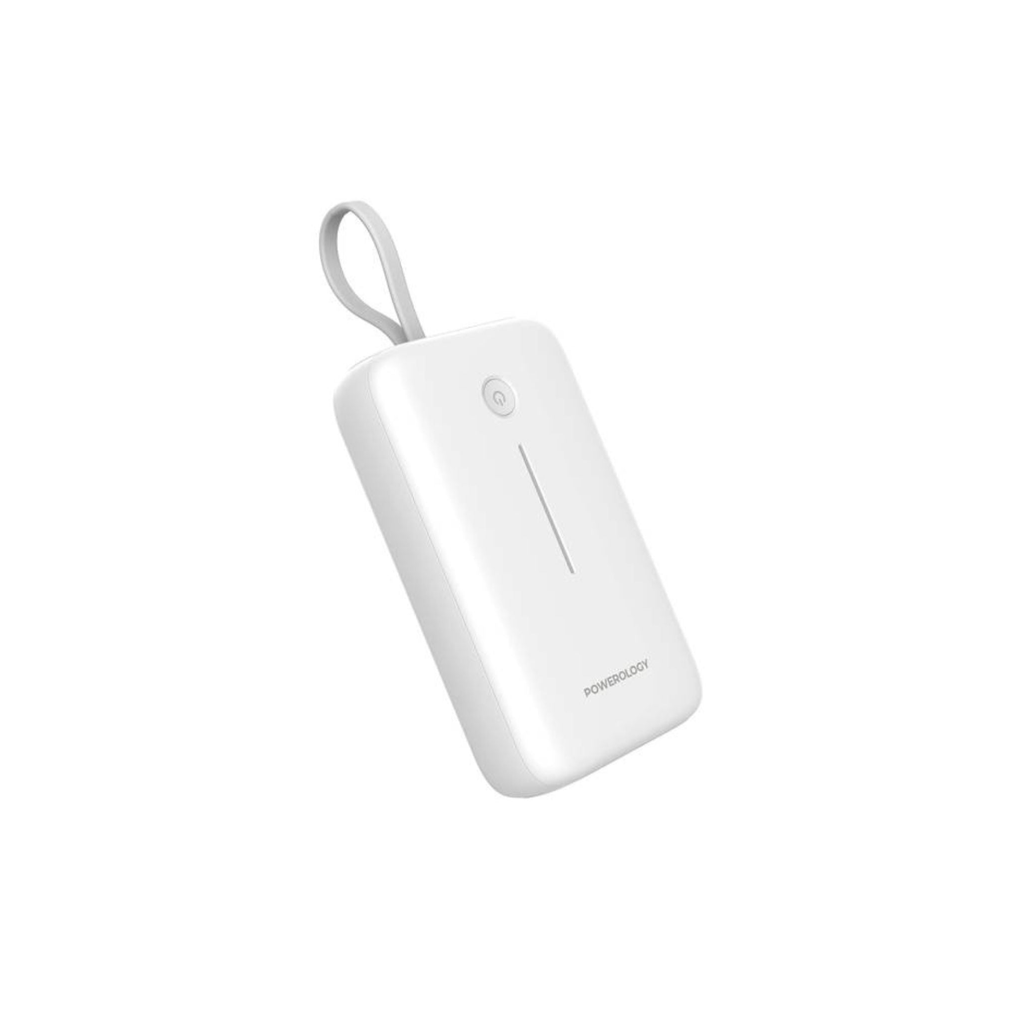 Powerology 20000mAh Power Bank with Detachable USB-C Wire, 30W Power Delivery, 3-Device Charging, Long Time Standby, Universal Phone Compatibility, Built-in Safeguards - White