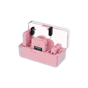 A pink Green Lion professional wireless microphone set with a charging case.
