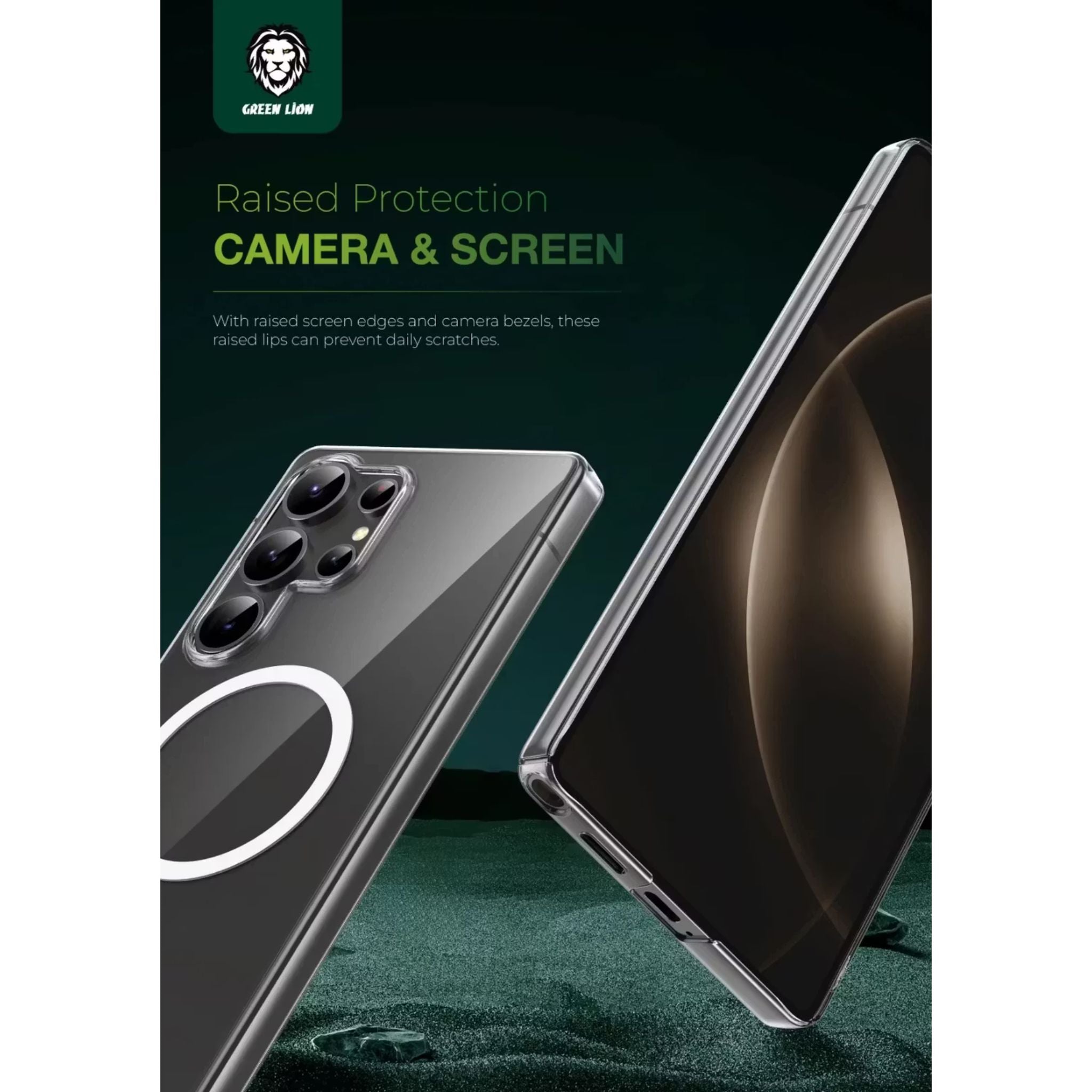 Green Lion Magsafe Delego Case for Samsung Galaxy S25 Ultra, MagSafe Compatibility, Comfortable Grip, Optical Clarity, Anti-Fingerprint, Raised Edge, Lightweight, Ultra Slim - Clear