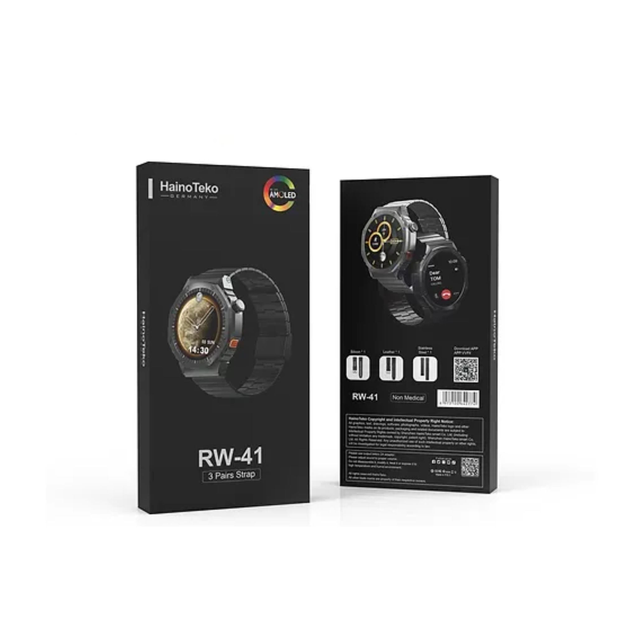 Haino Teko (RW-41) Round Shaped AMOLED Display Smart Watch For Men and Boys_Silver