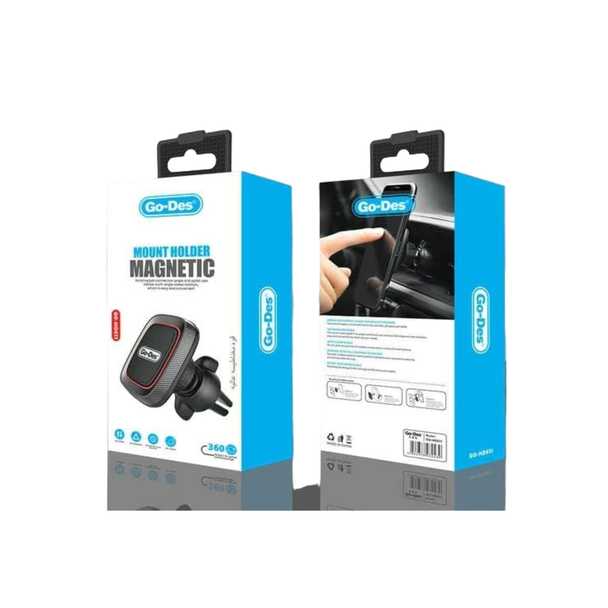 Go Des GD-HD611 Clip-On Magnetic Car Phone Bracket – Black