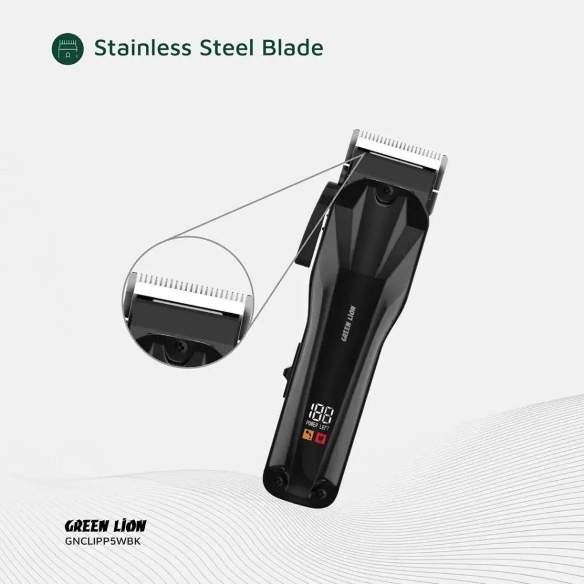 Green Lion Clip Pro Professional Hair Clipper - Black