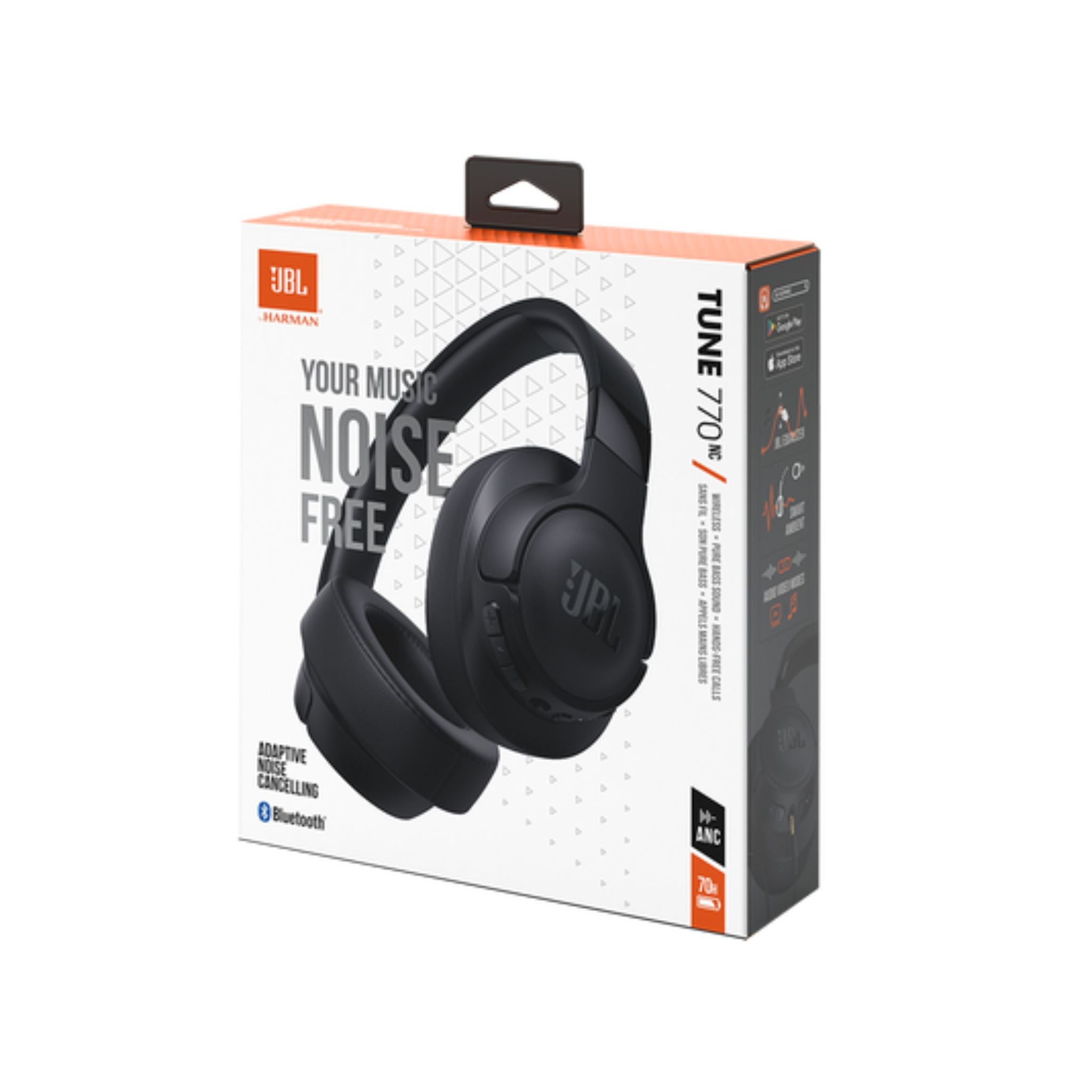 JBL Tune 770NC Adaptive Noise Cancelling Wireless Over-Ear Headphones, Pure Bass Sound, Smart Ambient, Bluetooth 5.3, Le Audio, VoiceAware, 70H Battery, Multi-Point Connect - Black