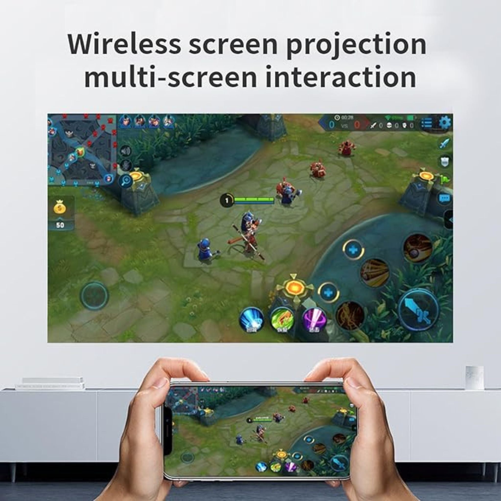 Umiio Q1 Portable Video Projector 2.4/5G WiFi Bluetooth Quadrangle Trapezoid 0.8-5M Projection Distance 1920 * 1080 Resolution Android Projector For Movie Music TV Game Casting with Tripod _White