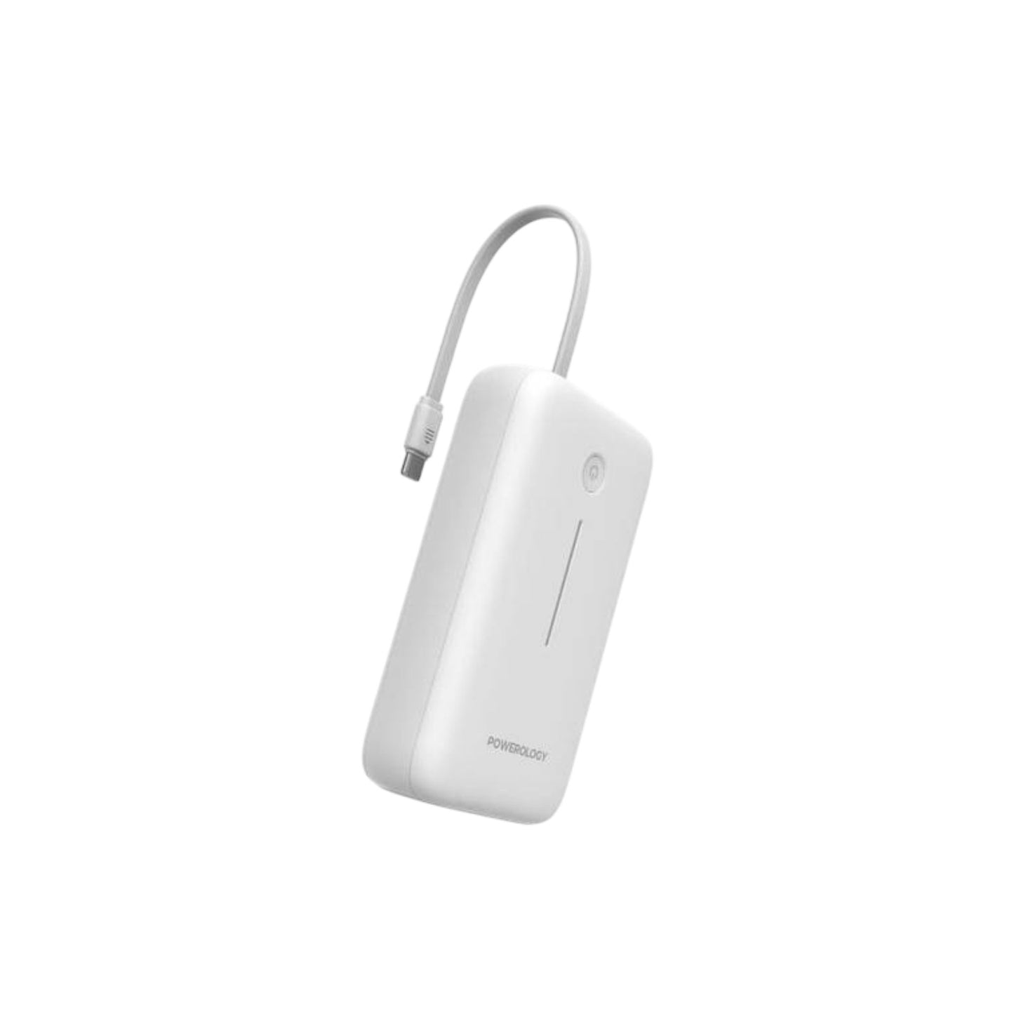 Powerology 20000mAh Power Bank with Detachable USB-C Wire, 30W Power Delivery, 3-Device Charging, Long Time Standby, Universal Phone Compatibility, Built-in Safeguards - White
