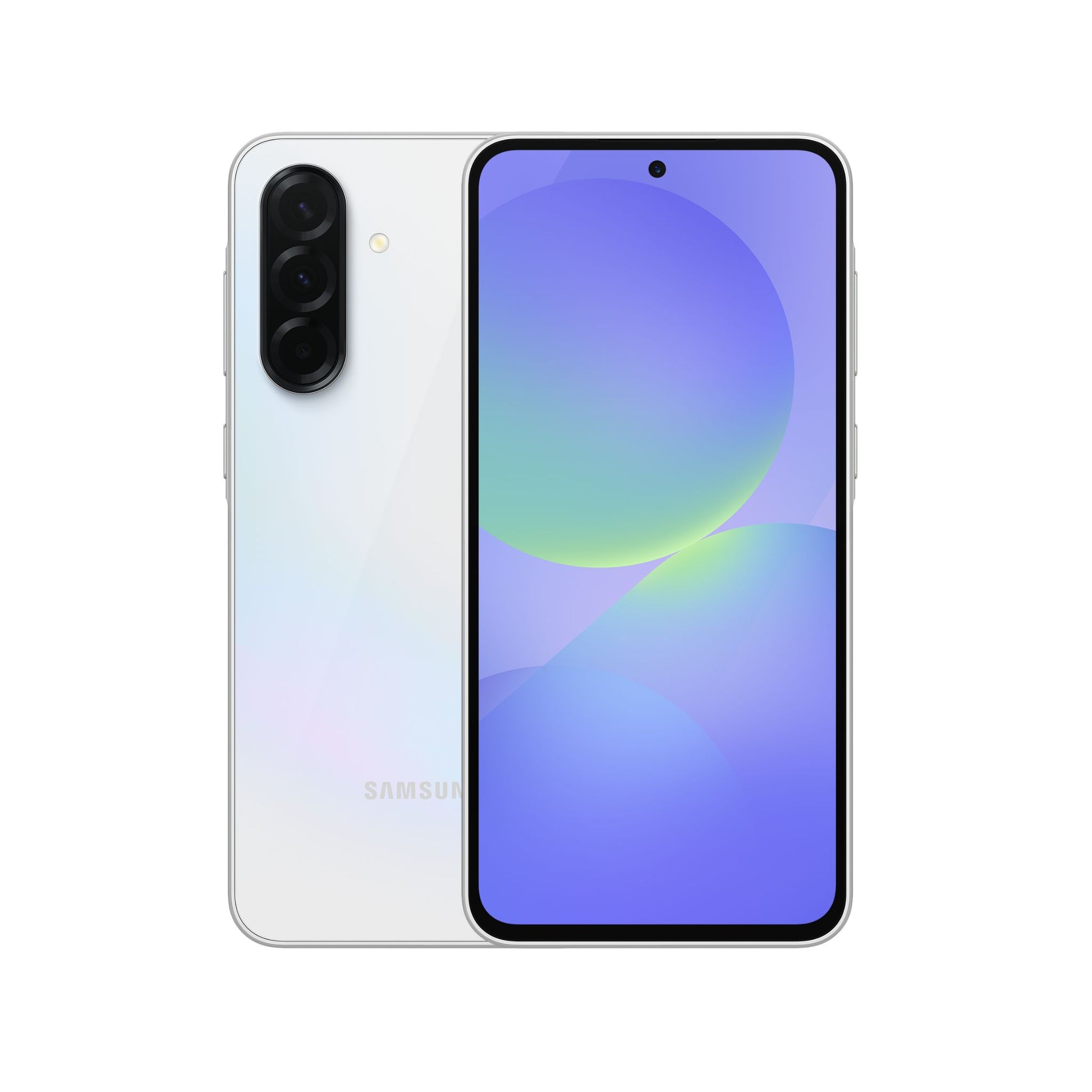 Samsung smartphone with gradient display on a white background