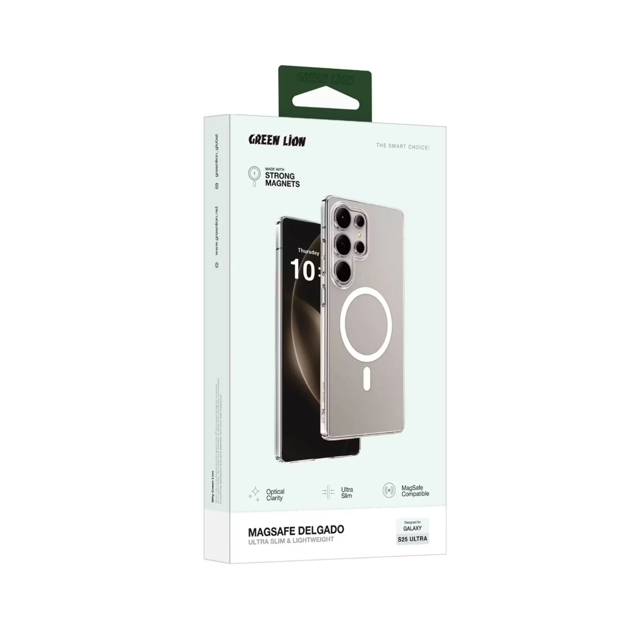 Green Lion Magsafe Delego Case for Samsung Galaxy S25 Ultra, MagSafe Compatibility, Comfortable Grip, Optical Clarity, Anti-Fingerprint, Raised Edge, Lightweight, Ultra Slim - Clear