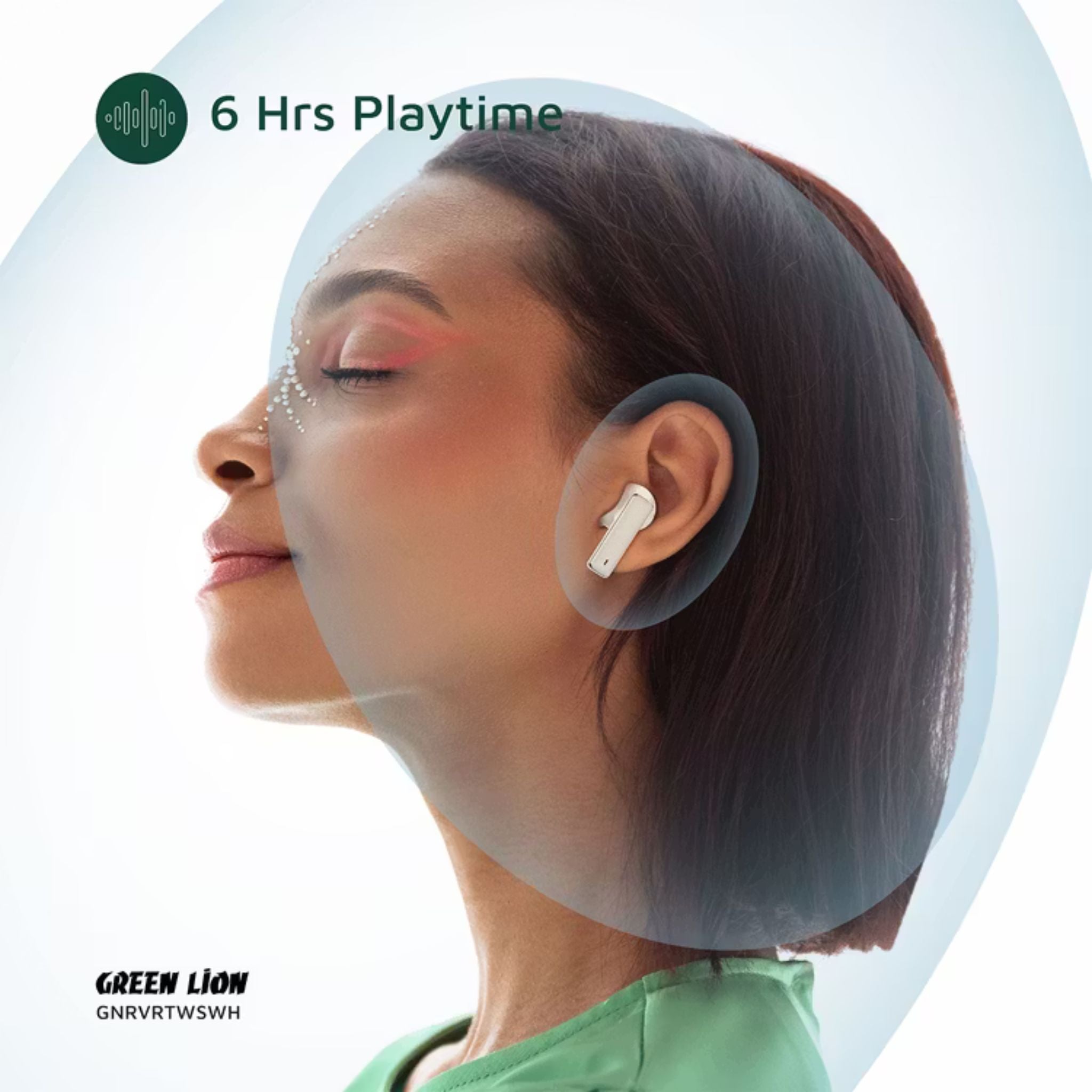 Green Lion River True Wireless Earbuds with ANC + ENC Clarity, Up to 7 Hours of Playtime, Smart in-Ear Detection, Bluetooth Version 5.4, -42dB Noise Reduction, 35 Hours Standby Time