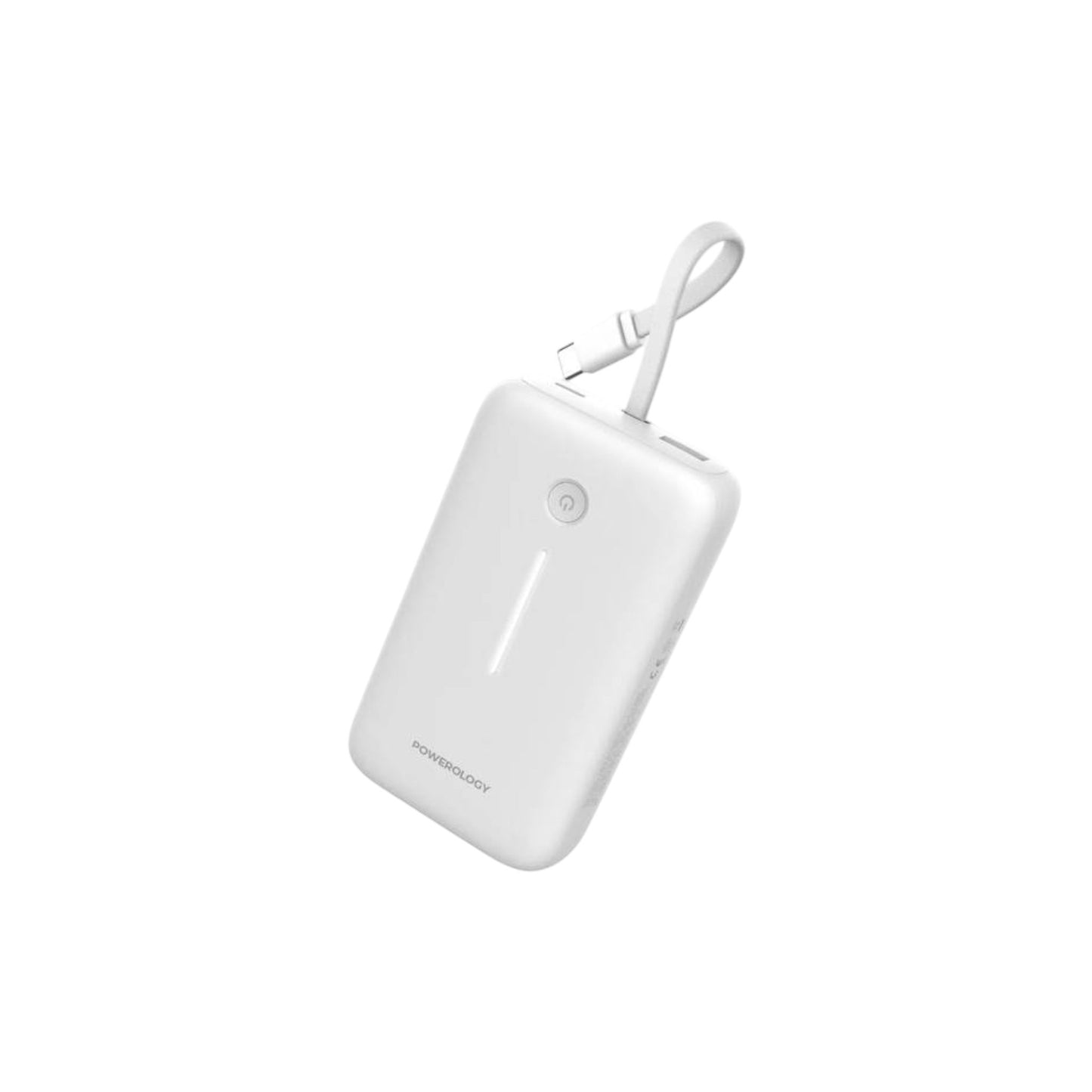 Powerology 20000mAh Power Bank with Detachable USB-C Wire, 30W Power Delivery, 3-Device Charging, Long Time Standby, Universal Phone Compatibility, Built-in Safeguards - White