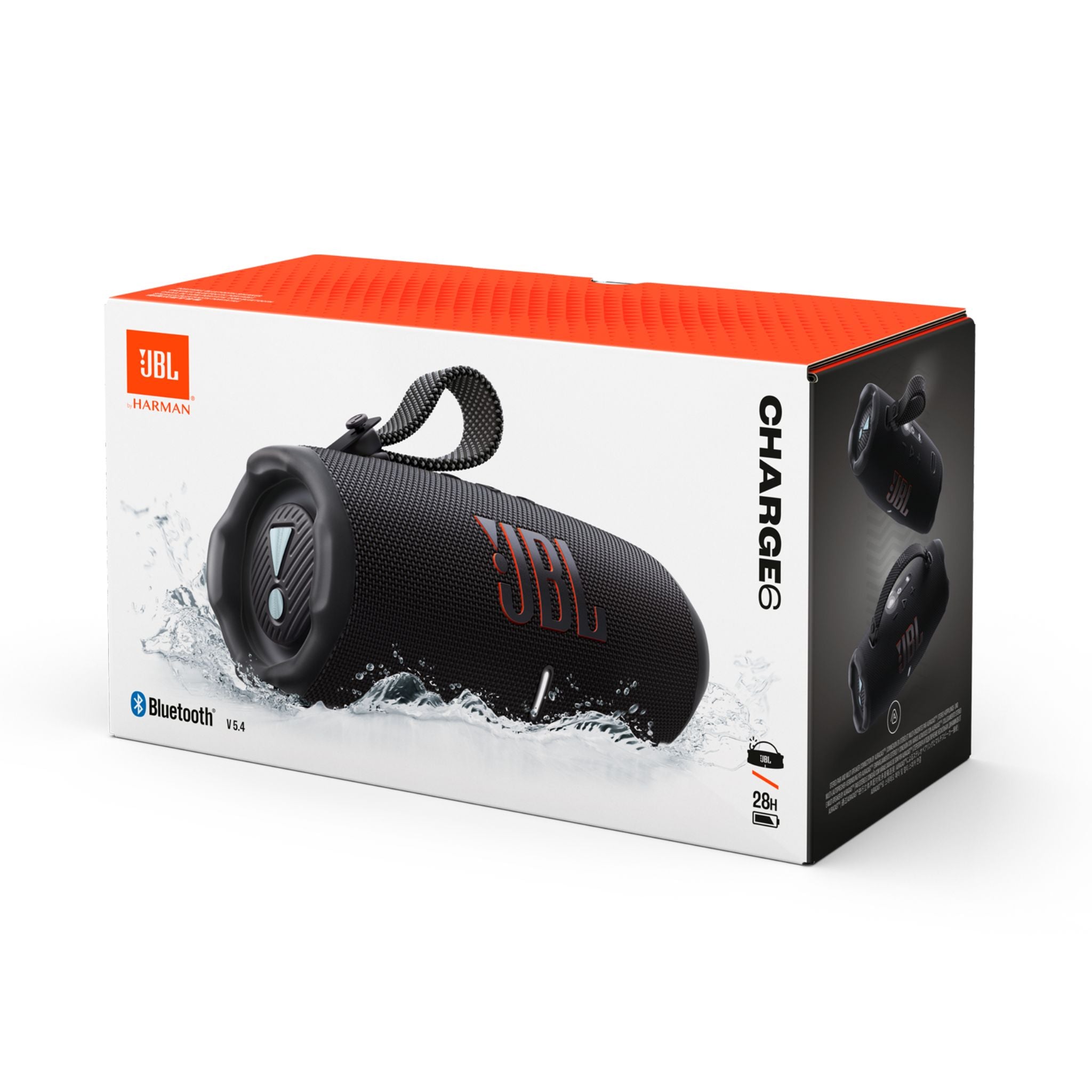 JBL Charge 6 - Portable Waterproof And Drop-Proof Bluetooth Speaker With Built-In Power Bank, Multi-Speaker Connection Via Auracast, Up To 28 Hours Playtime, Fast Charging, And Powerful Sound -Black