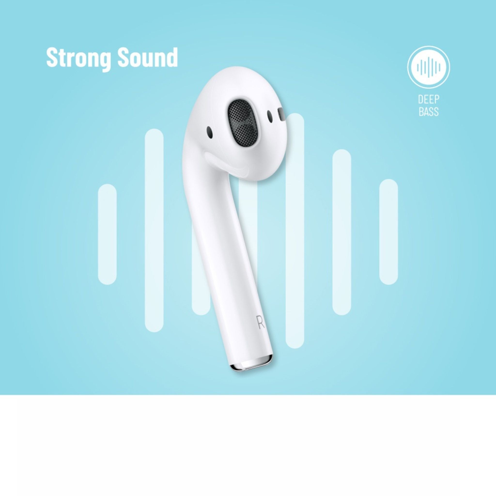 Porodo Blue Deep Bass Wireless Earbuds 2, One-Step Pairing, Comfortable Fit, Independent Earbuds, Touch Control, Deep Bass - White
