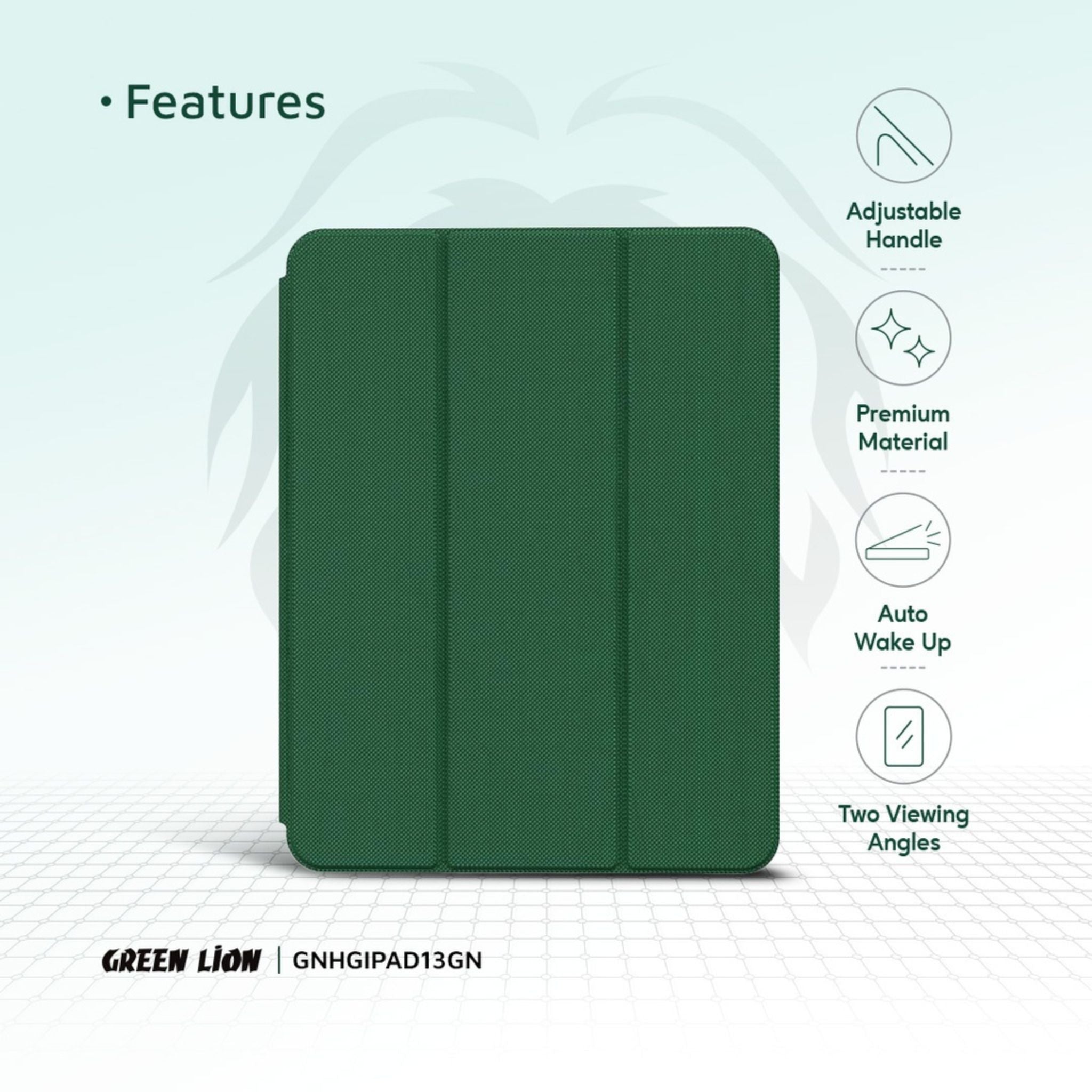 Green Lion Hogo Premium Case with Pencil Holder - iPad Air 13 - Green