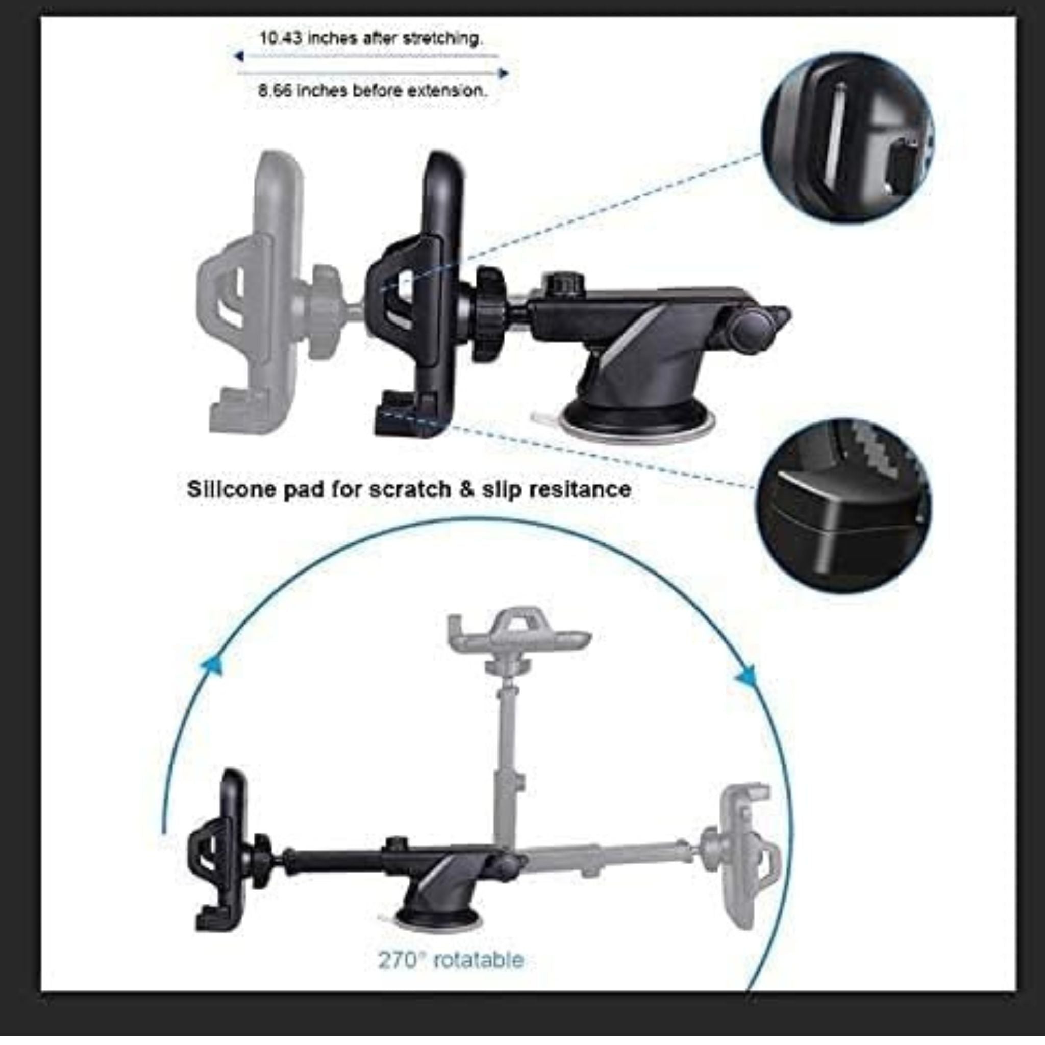 Davin Car Holder Suction Cup for Smartphones (D-HS02)- Black