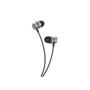 A pair of in-ear Green Lion metal earphones with a 3.5MM audio jack in black color.