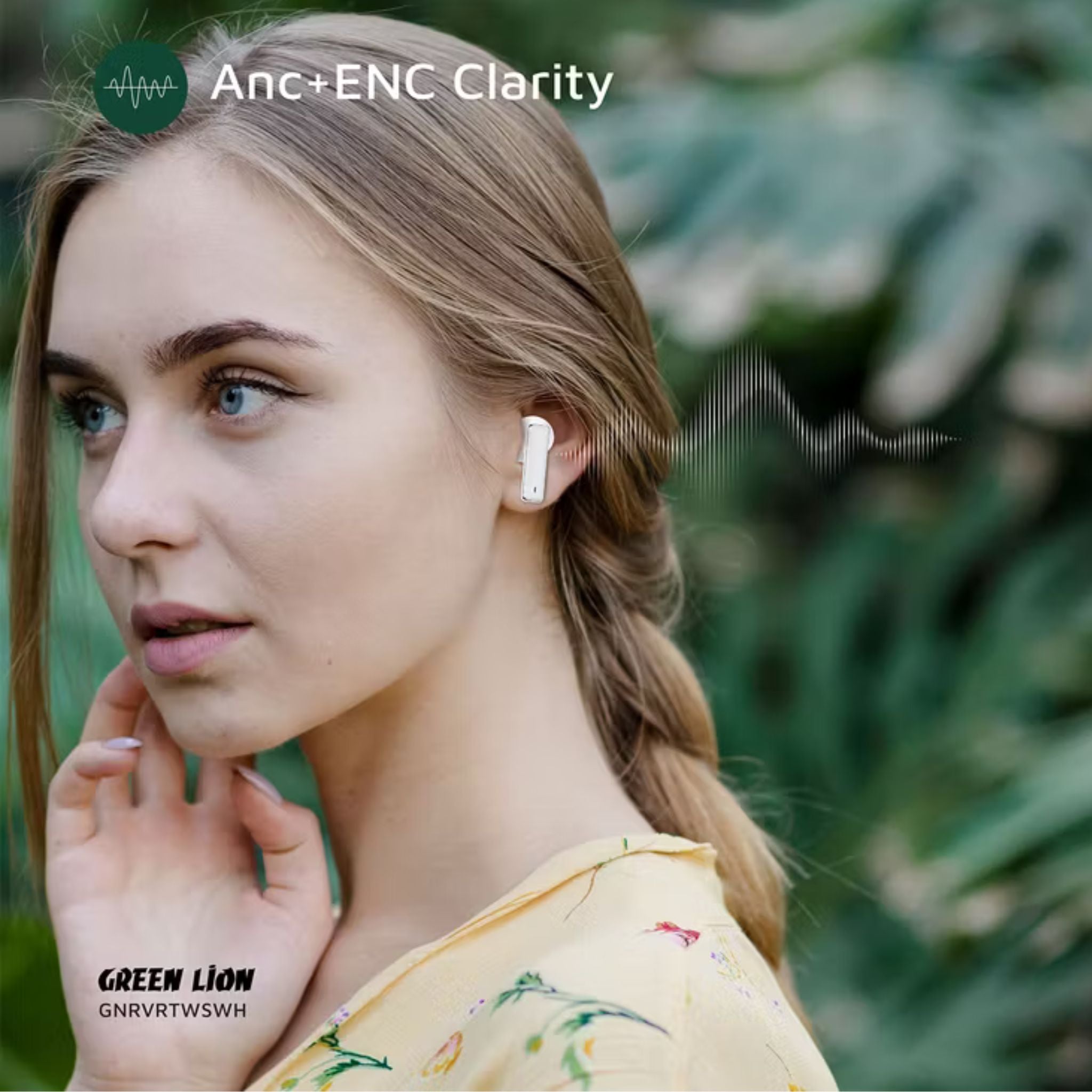 Green Lion River True Wireless Earbuds with ANC + ENC Clarity, Up to 7 Hours of Playtime, Smart in-Ear Detection, Bluetooth Version 5.4, -42dB Noise Reduction, 35 Hours Standby Time