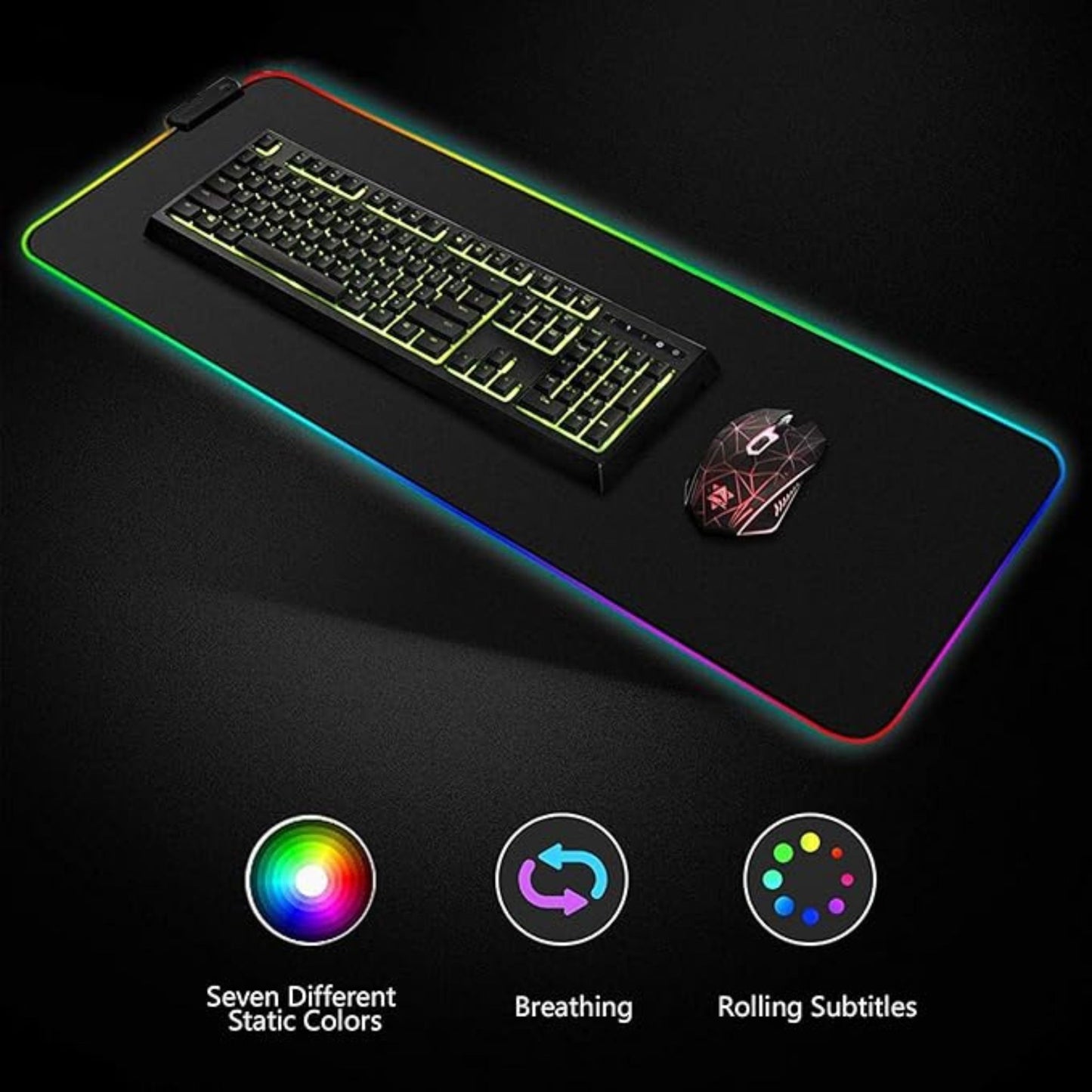 RGB Gaming Mouse Pad, Extra Large Soft Led Extended Mouse pad (10 Lighting Modes), anti-slip Rubber Base Computer Keyboard Mat | FG0313 - B07QNDFV1V