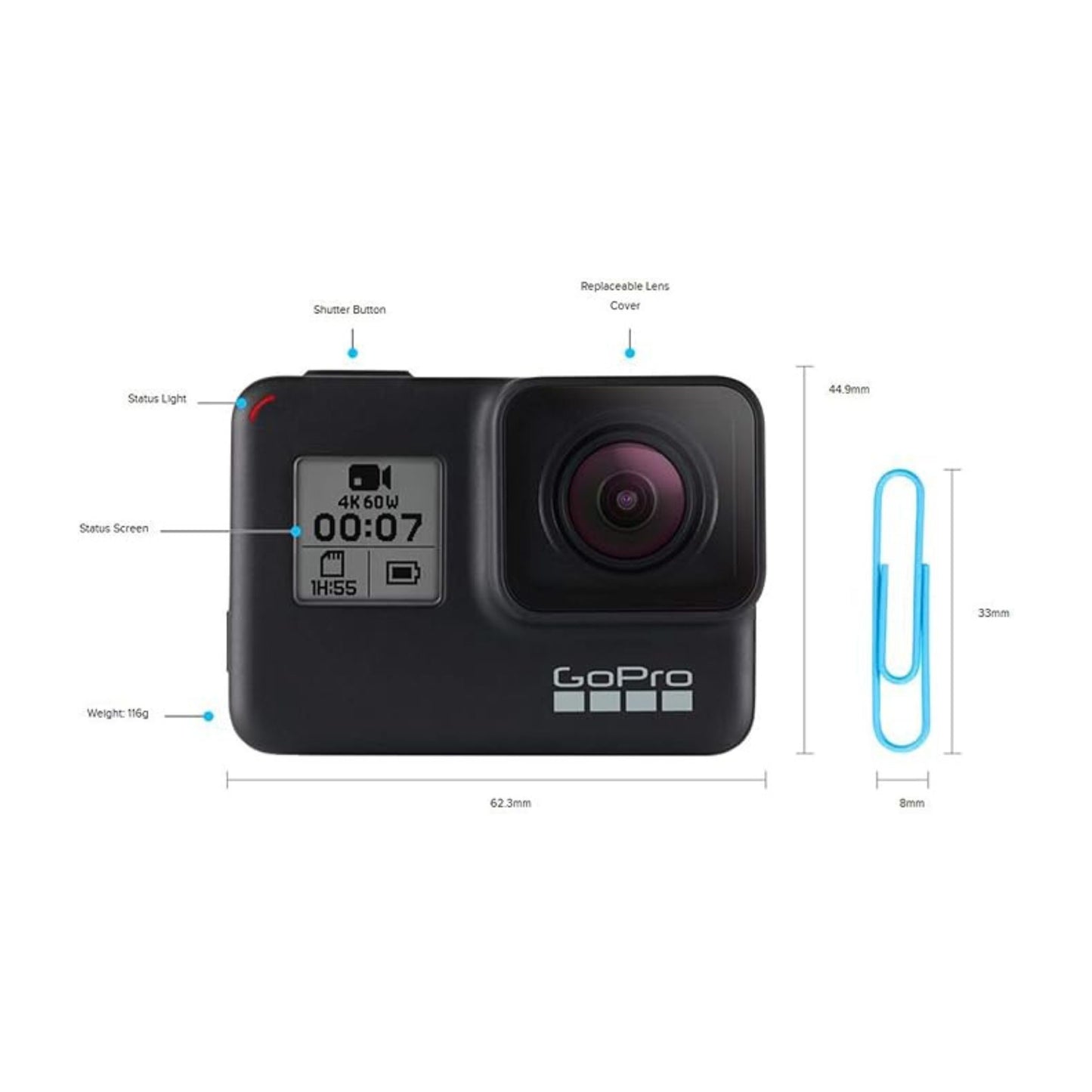 GoPro HERO7 Digital Action Camera + Sleeve (12MP|4K 60|33FT 10M|Live Streaming_Black