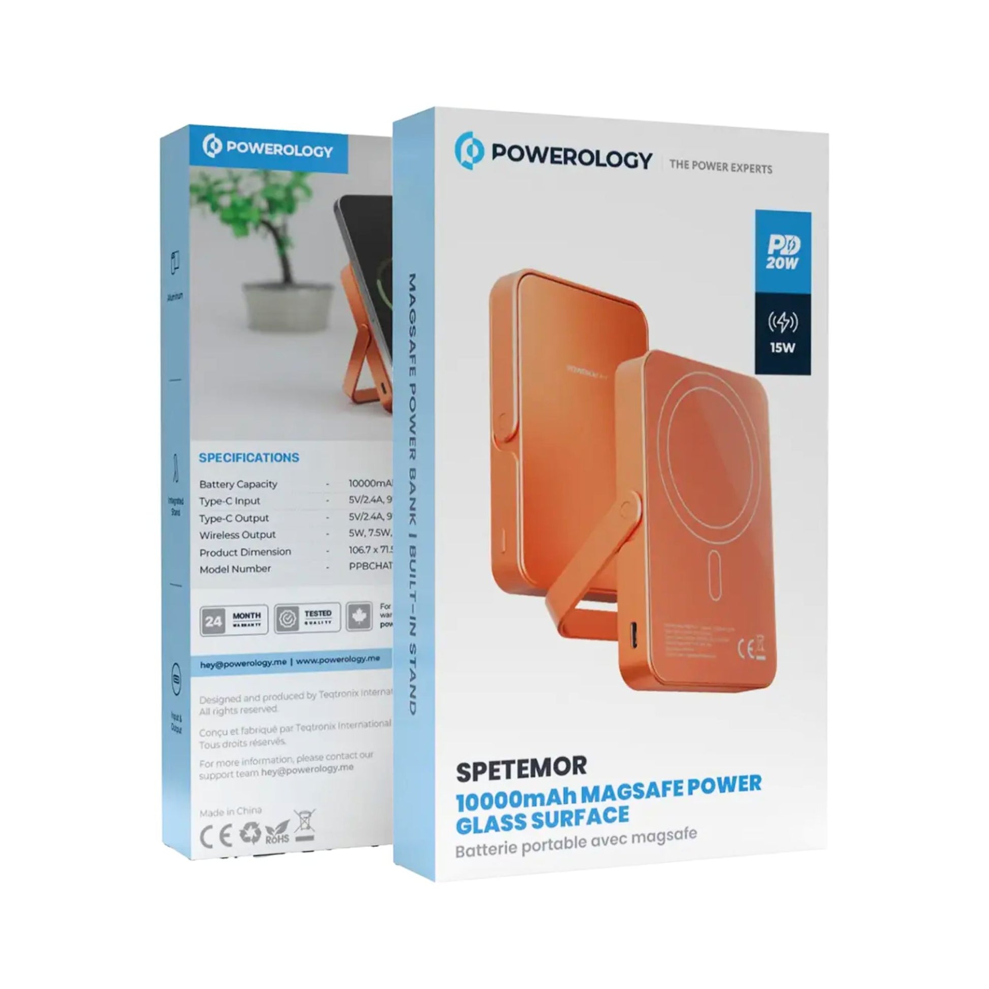 Powerology SPETEMOR power bank packaging on a white background