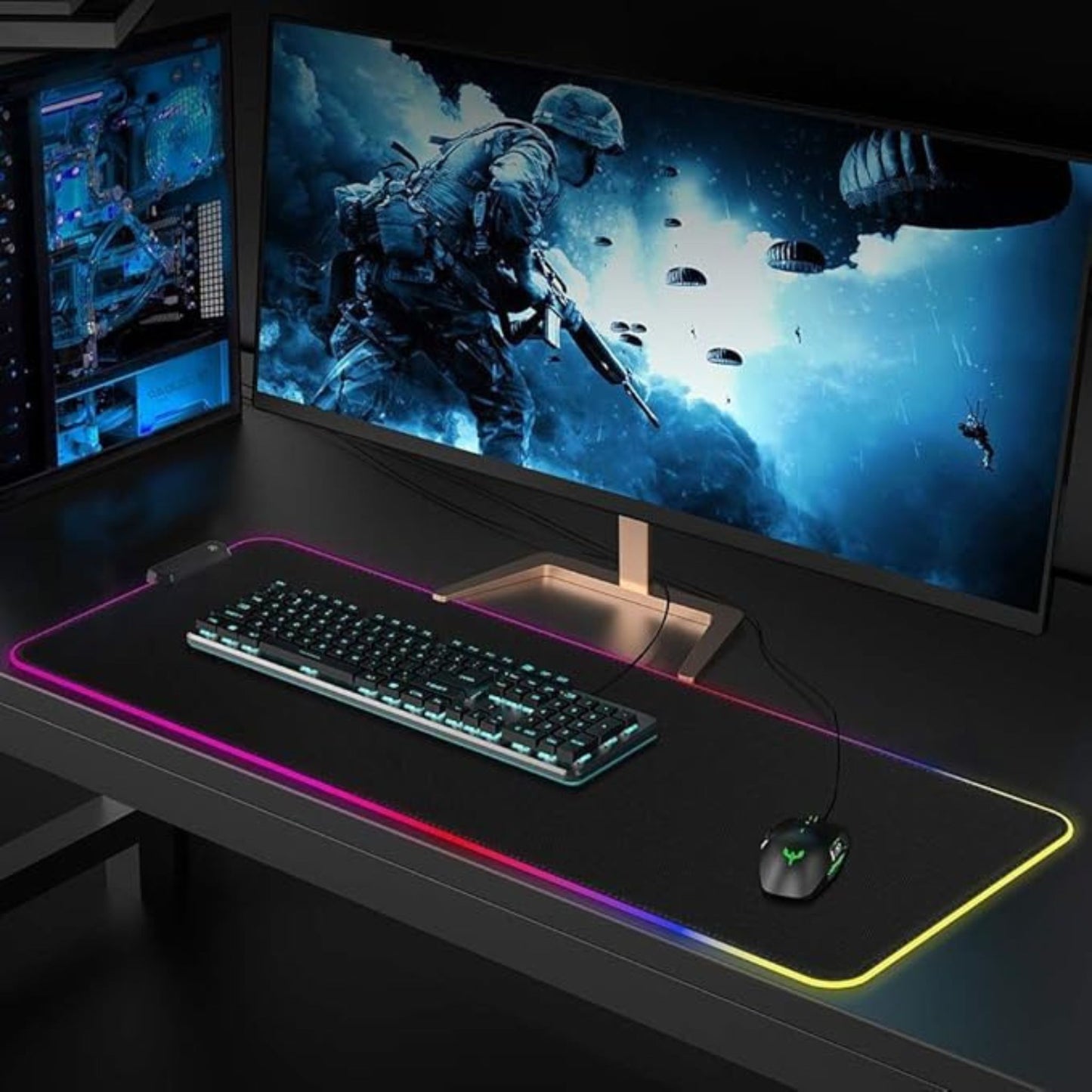 RGB Gaming Mouse Pad, Extra Large Soft Led Extended Mouse pad (10 Lighting Modes), anti-slip Rubber Base Computer Keyboard Mat | FG0313 - B07QNDFV1V