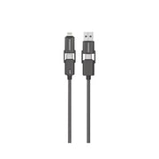 Black USB cable with connectors on a white background