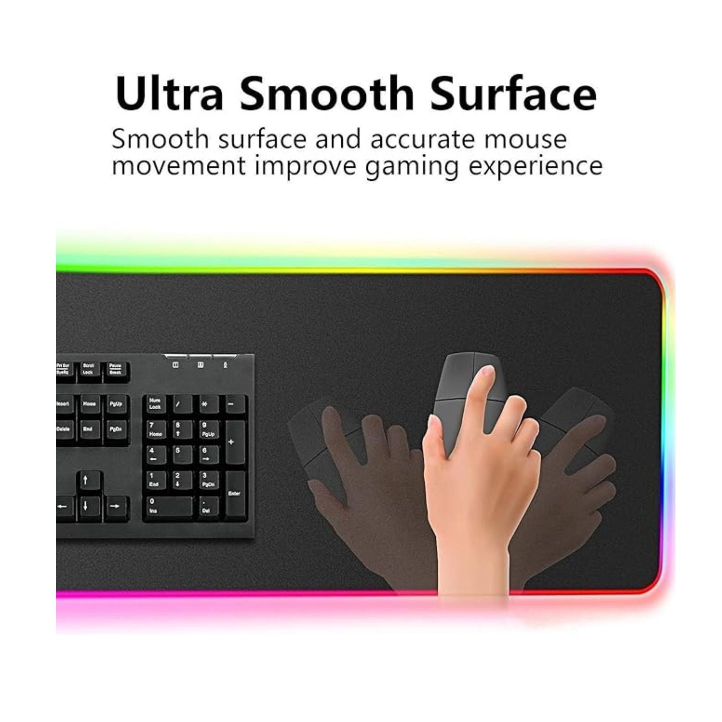 RGB Gaming Mouse Pad, Extra Large Soft Led Extended Mouse pad (10 Lighting Modes), anti-slip Rubber Base Computer Keyboard Mat | FG0313 - B07QNDFV1V