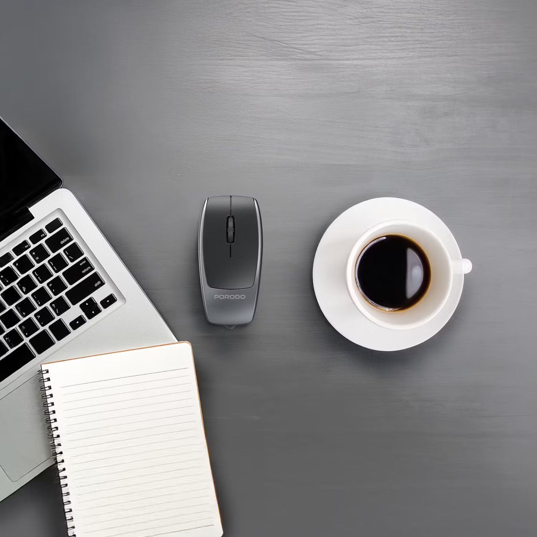 Porodo 1600DPI Wireless Mouse with Card Reader, 120mAh Battery, ABS Material, Bluetooth Version 5.1, 10m Working Distance, Silent Efficient Performance, Plug & Play - Black