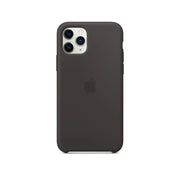 Black silicone case for iPhone 11 Pro with precise cutouts for easy access to ports and buttons.