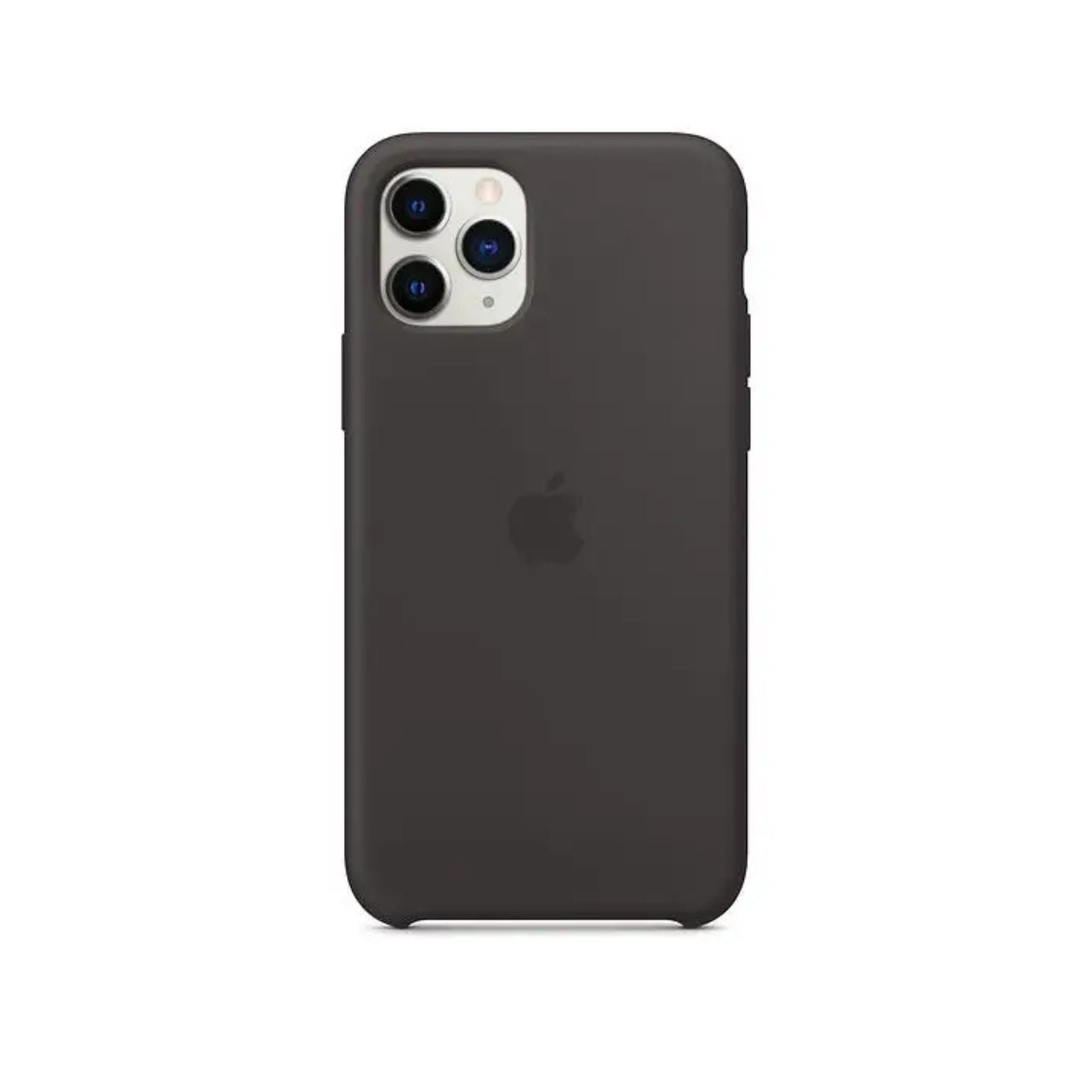 Black silicone case for iPhone 11 Pro with precise cutouts for easy access to ports and buttons.